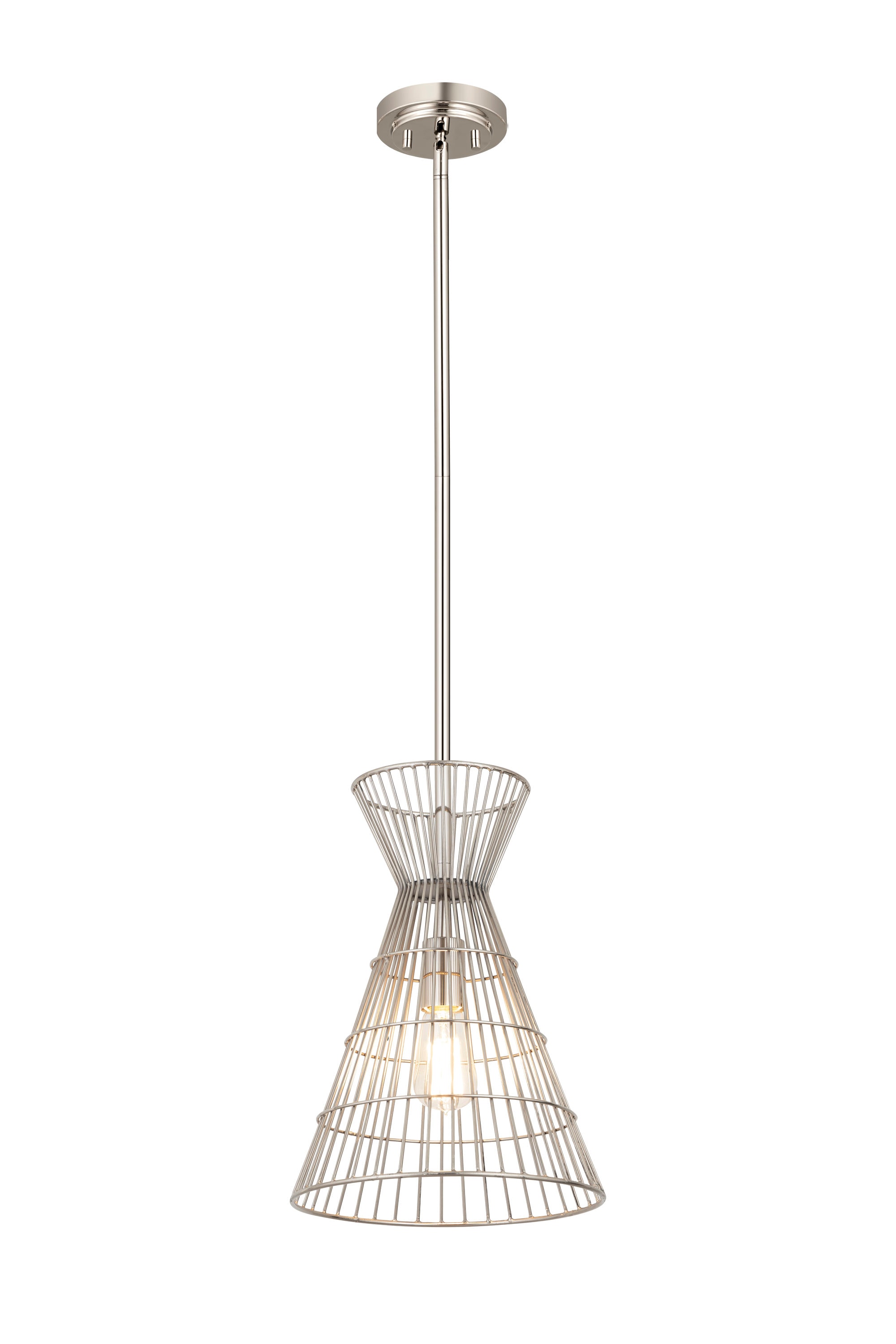 Alito 11" Mini Pendant Light in Polished Nickel with Glass Shade