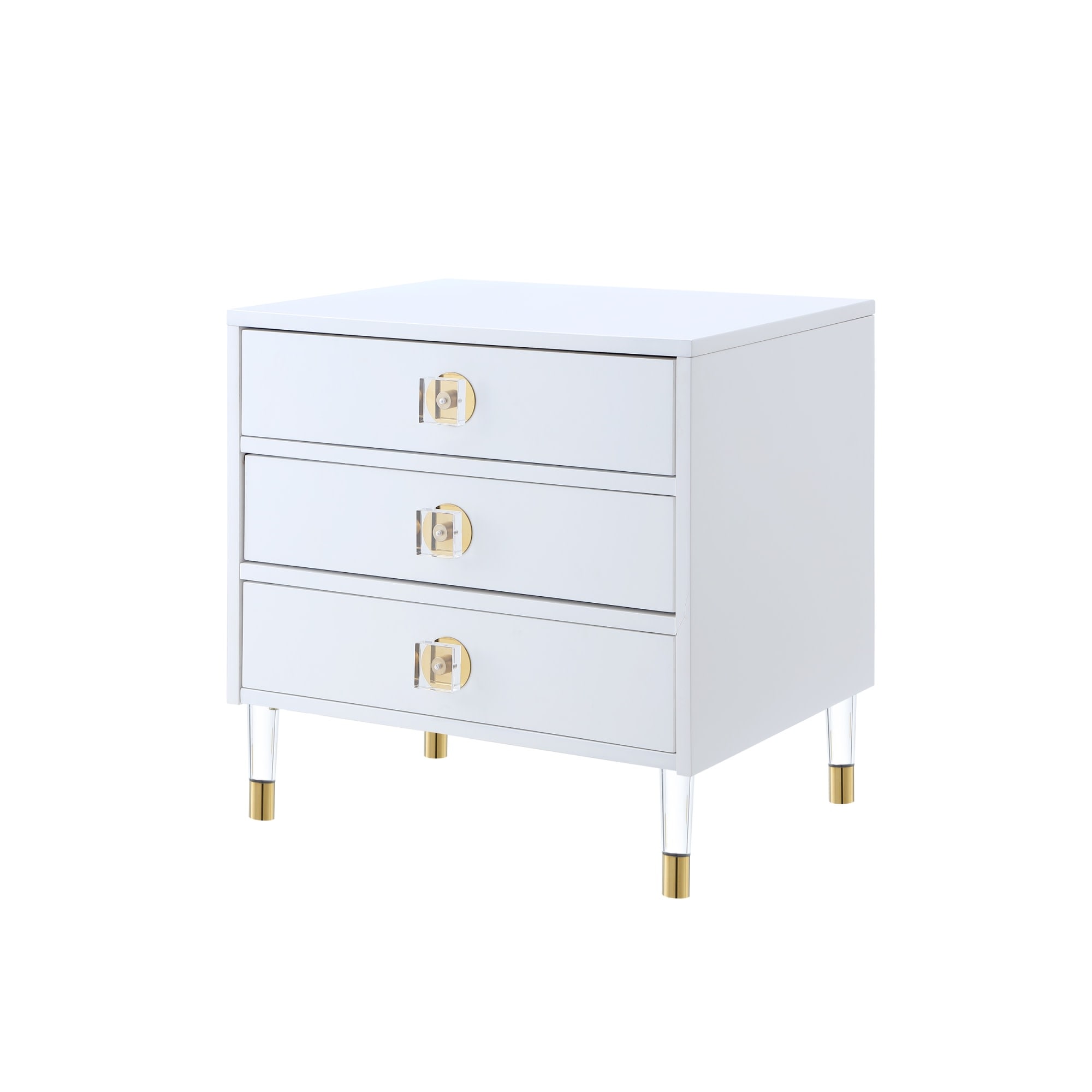 Nicole Miller NST152-09WE-LS Telono 18-in W x 24-in H White Wood veneer Rectangular Modern End Table with Storage Assembly Required