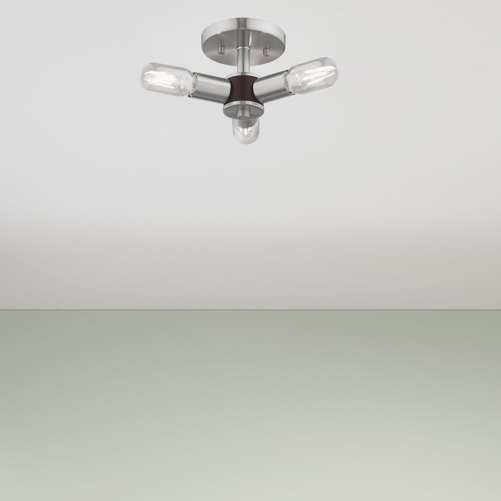 Copenhagen Brushed Nickel 3-Light Flush Mount Ceiling Fixture