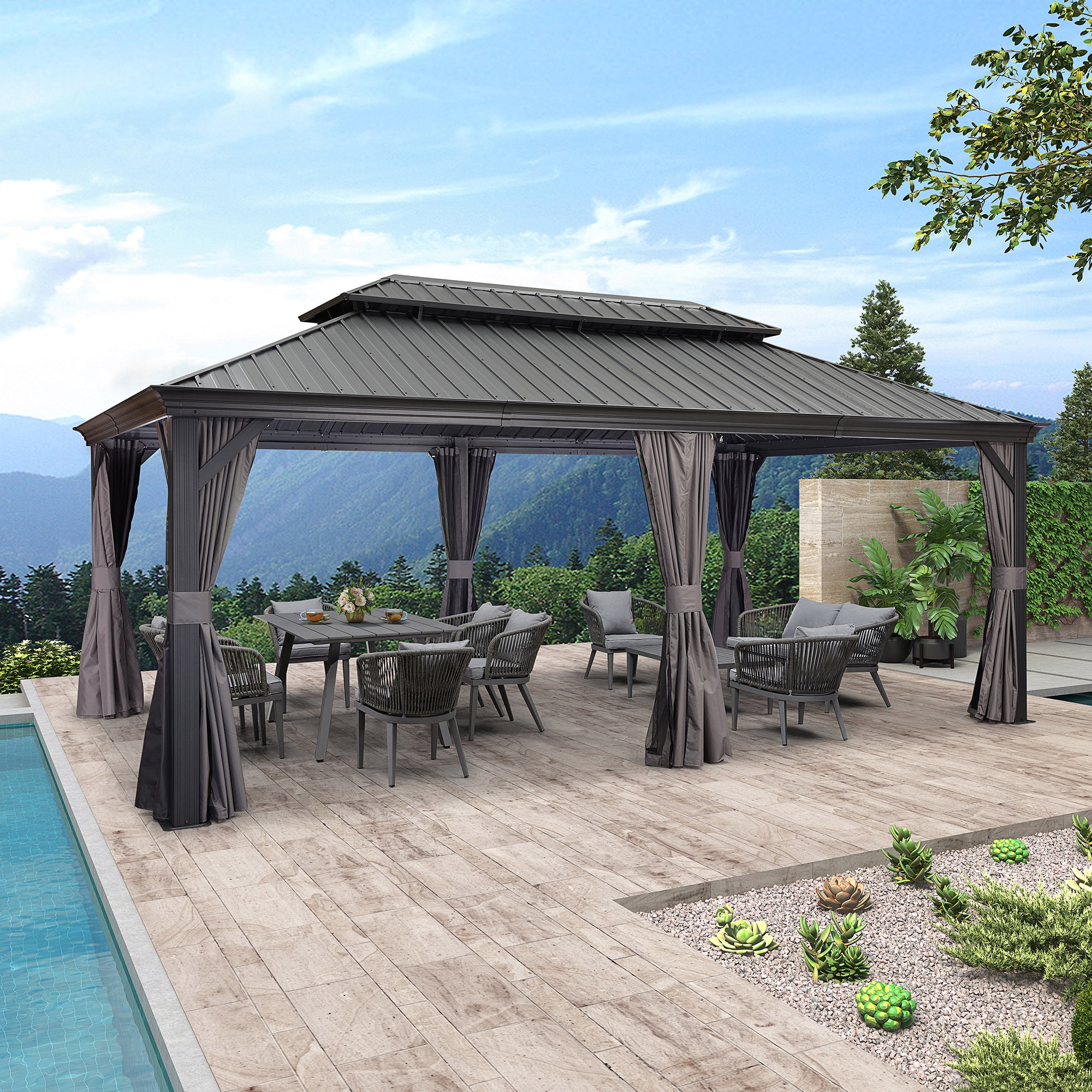 PURPLE LEAF LS04GHTG1220 Wood-Resin-Gazebos - View #3