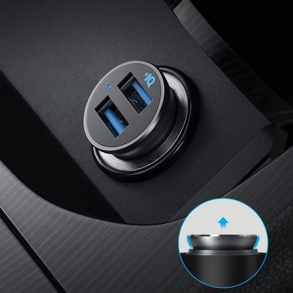 Anker Dual USB Car Charger, 24W, Black, Compact Design, Scratch-Resistant  Alloy Surface, Charge 2 Phones Simultaneously in the Mobile Device Chargers  department at