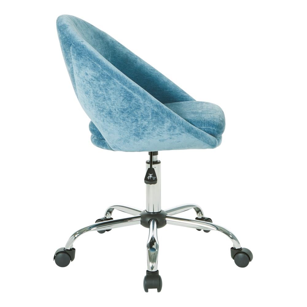 Royal Blue Chrome Swivel Office Chair with Padded Scoop Seat