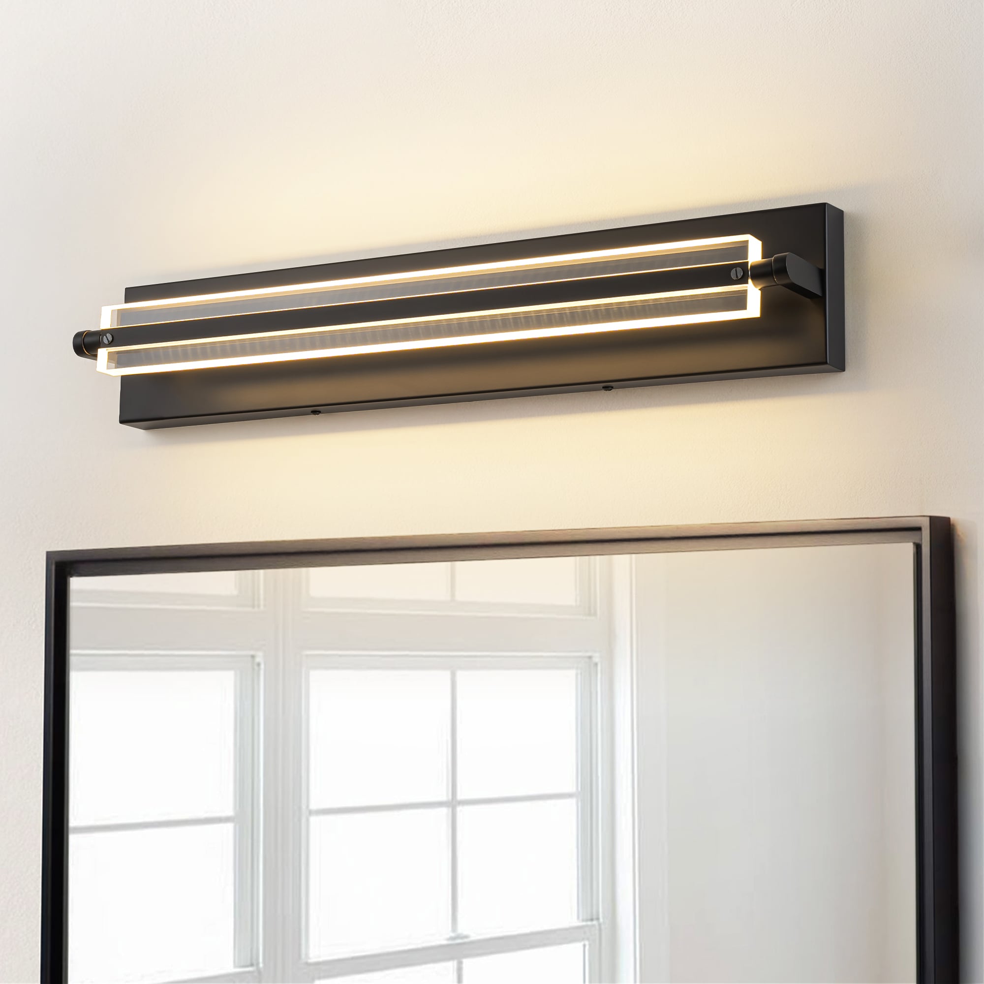 Rennnsan VL810160978 Mavis 23.62-in 1 -Light Black Integrated LED Modern/contemporary Vanity light bar