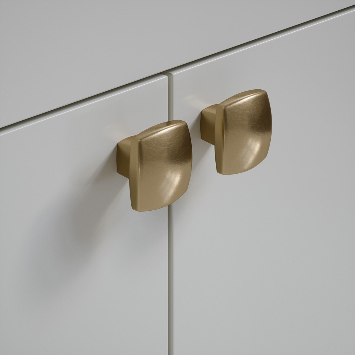 Satin Brass Square Cabinet Knob with Mounting Hardware