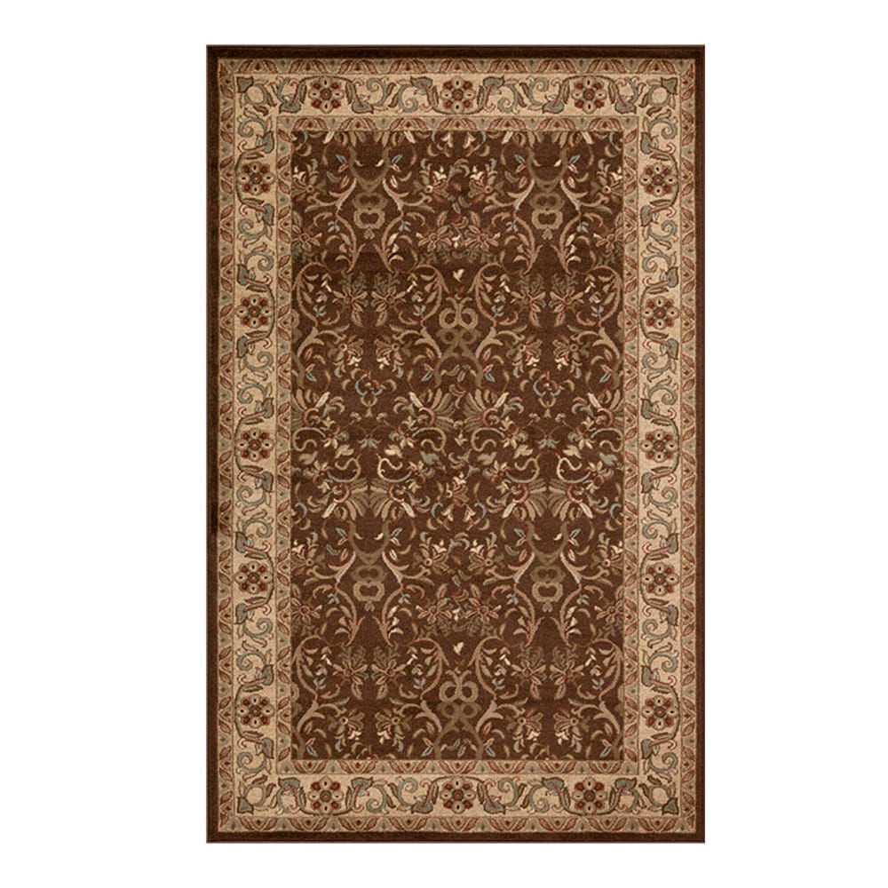 Superior 5X8RUG-HERITAGE-MO 5 x 8 (ft) Polypropylene Mocha Rectangular Indoor Floral/Botanical Mid-Century Modern Area rug