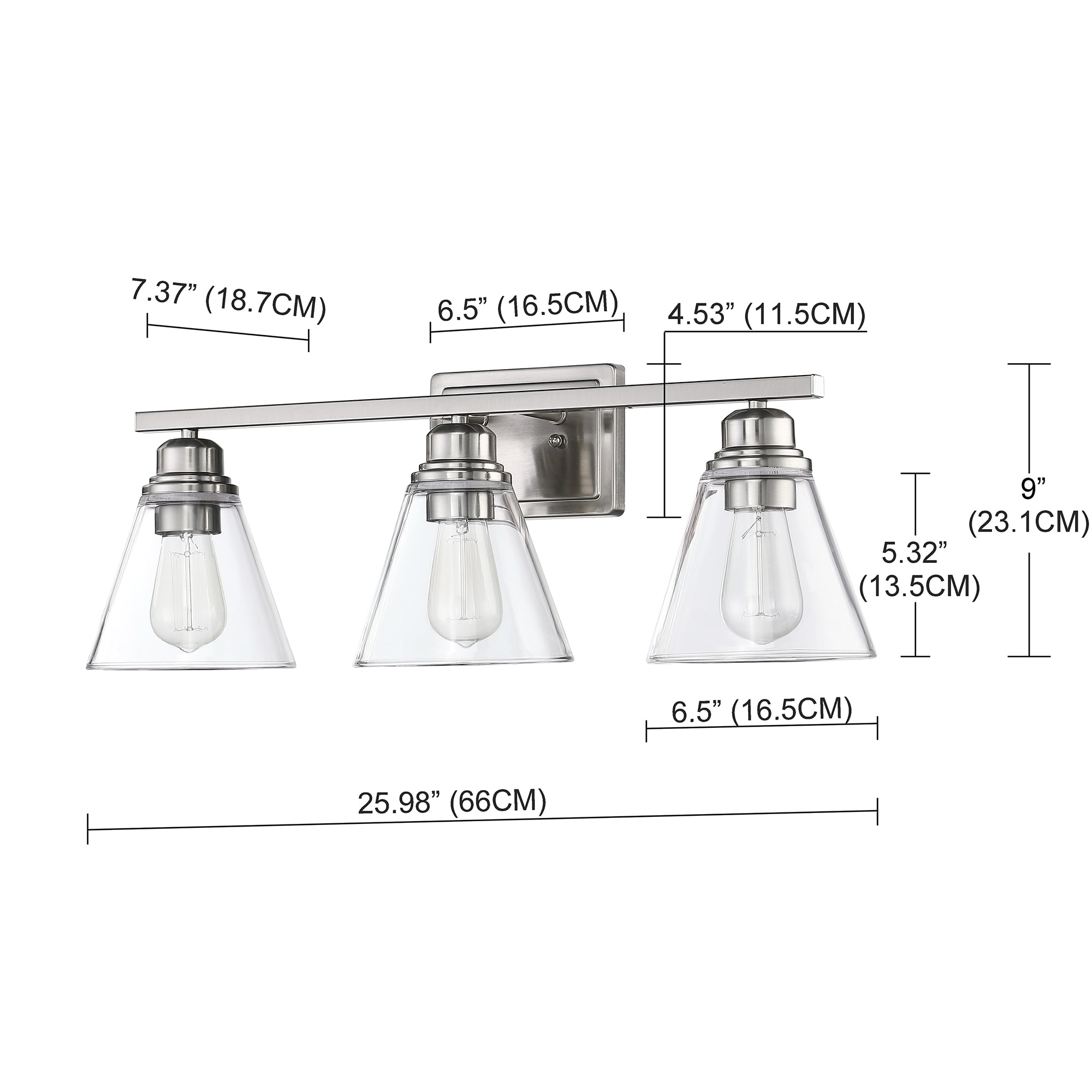 Hukoro 26-in 3-Light Brushed Nickel Modern/Contemporary Vanity Light in ...