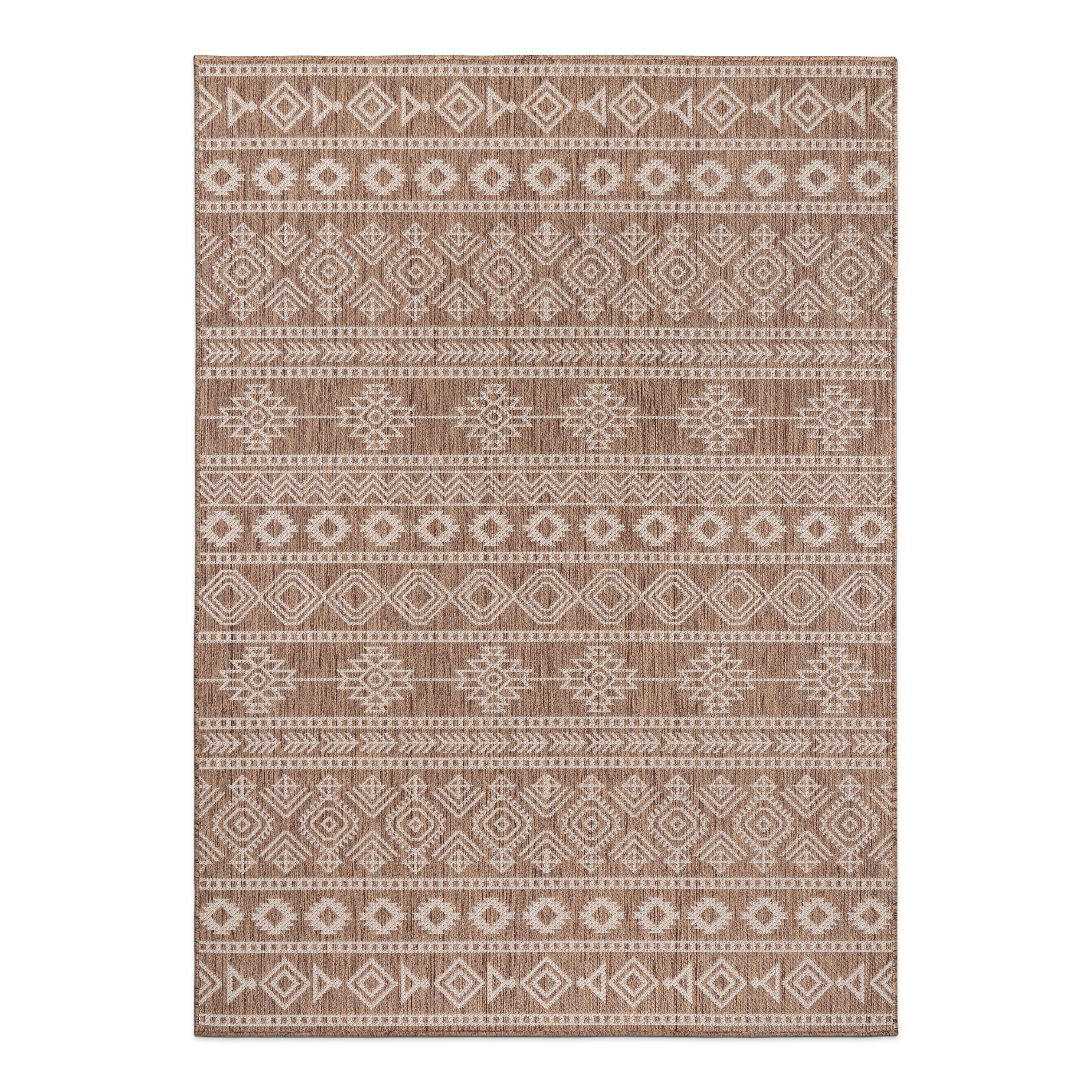 Brown and Beige Geometric Flat Woven Synthetic Area Rug 5' x 7'