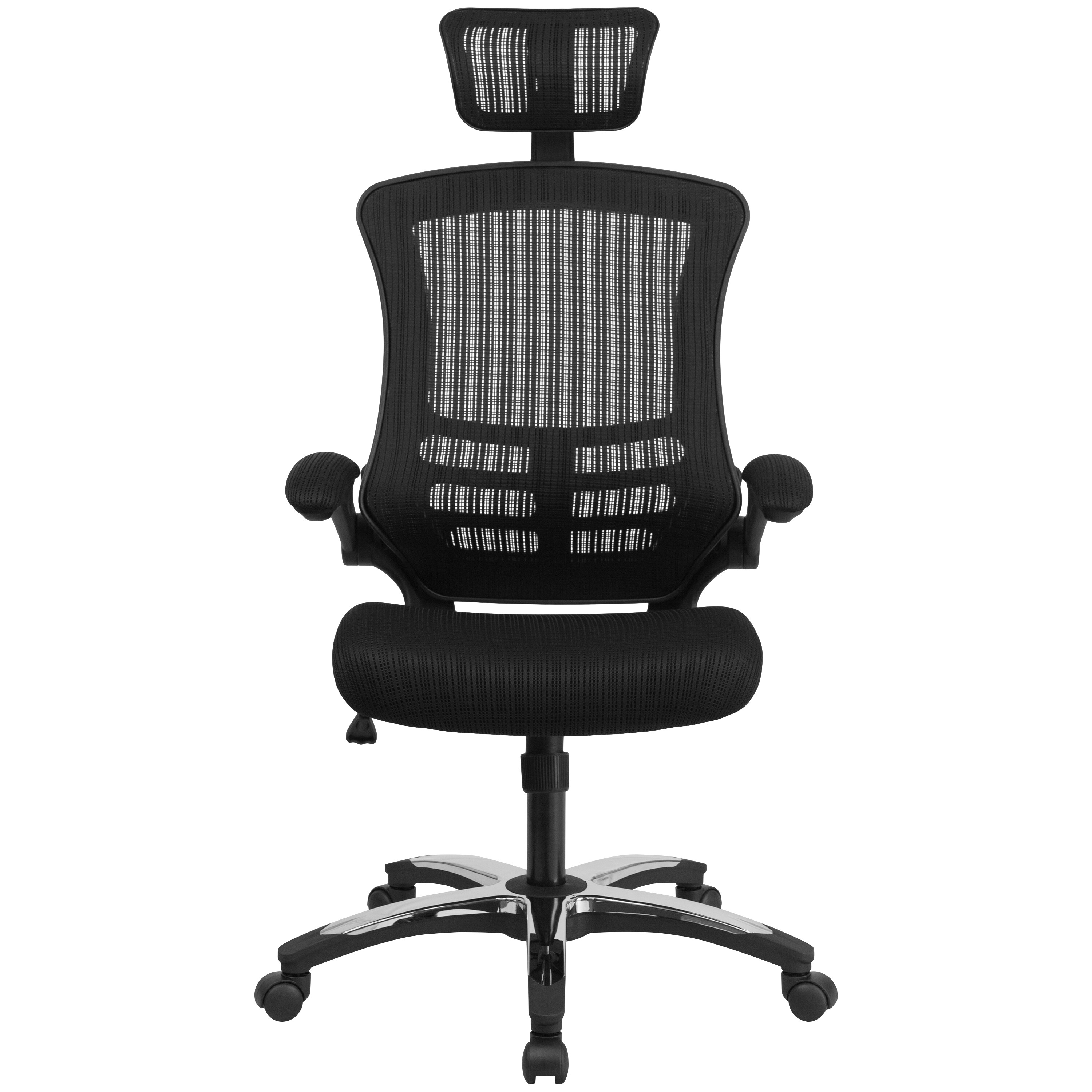 High-Back Black Mesh Swivel Executive Office Chair with Adjustable Arms