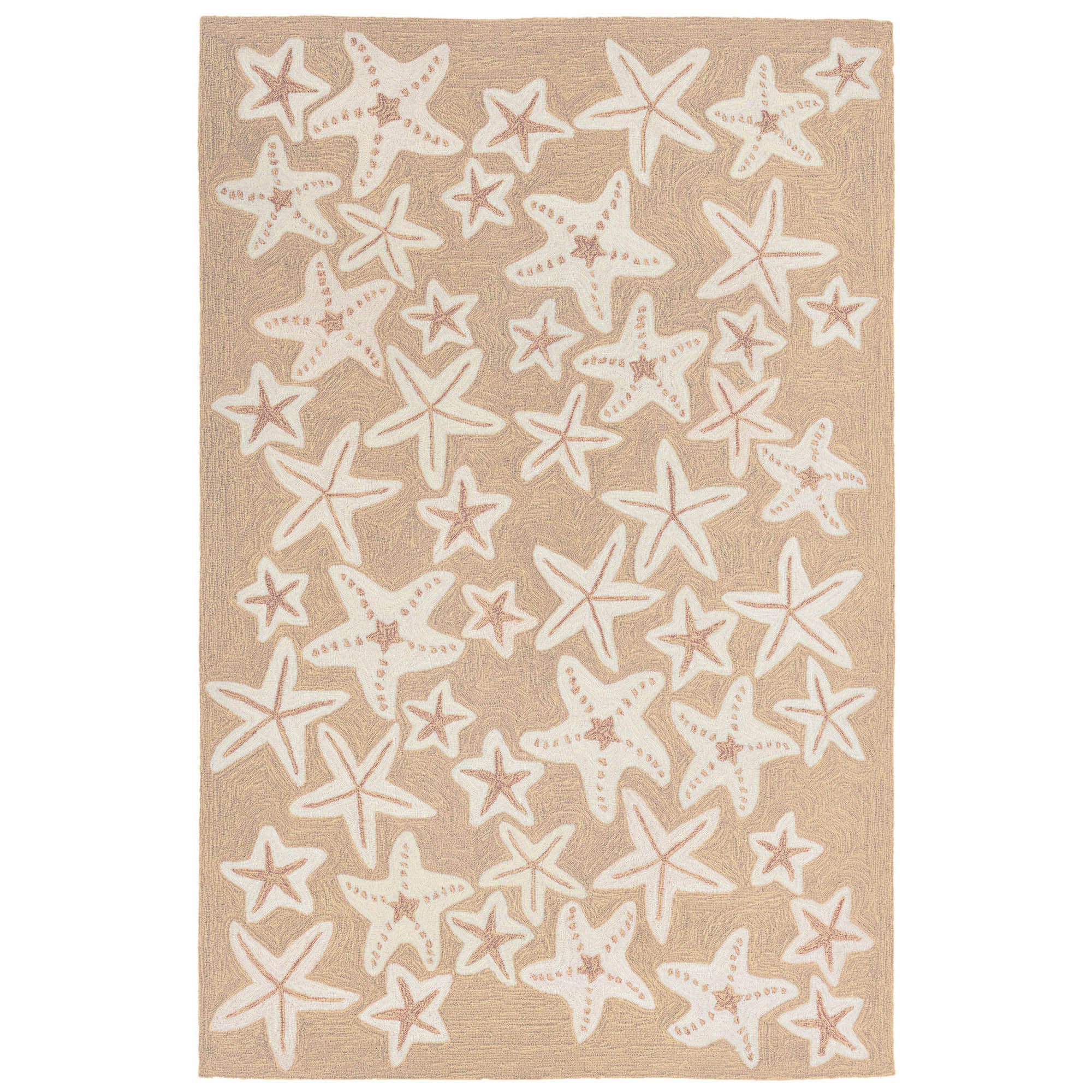 Coral Motif Neutral Synthetic 5' x 7' Hand-Tufted Area Rug