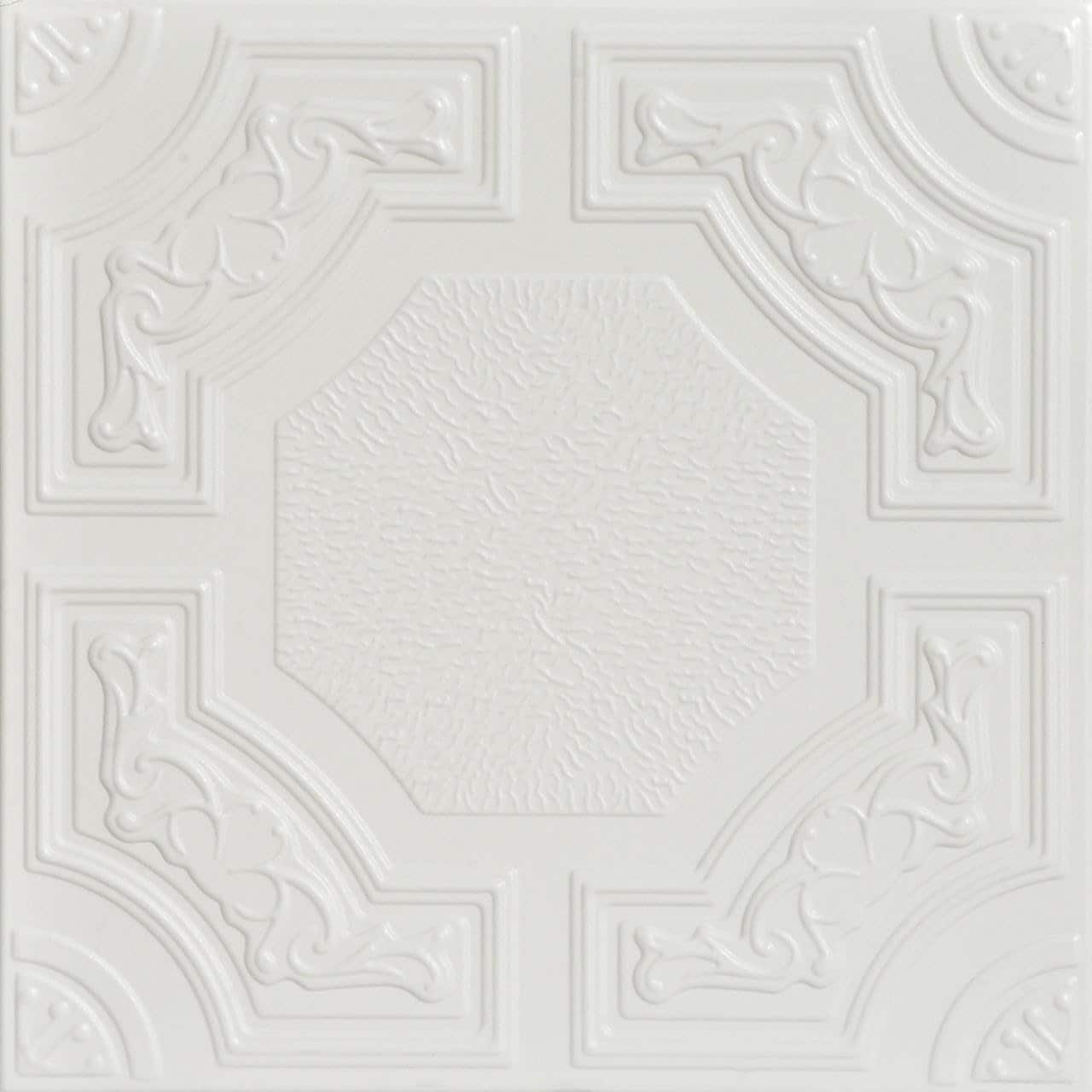 A La Maison Ceilings R28CPW-8 1.67-ft x 1.67-ft Evergreen Plain White Polystyrene Surface-mount Ceiling Tile ( 8 -Pack, 21.6-Sq. Feet / Case )