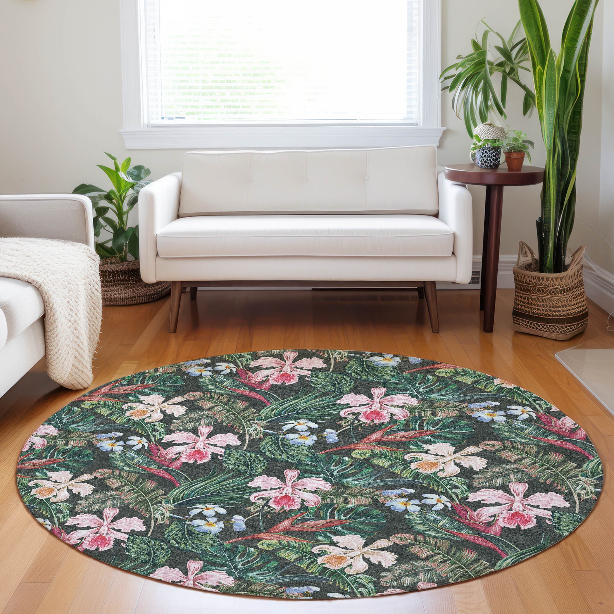 Addison Rugs AMF201MI8RO Mayfield AMF201MI 8 x 8 (ft) Loomed Polyester Midnight Round Indoor Geometric Machine washable Area rug