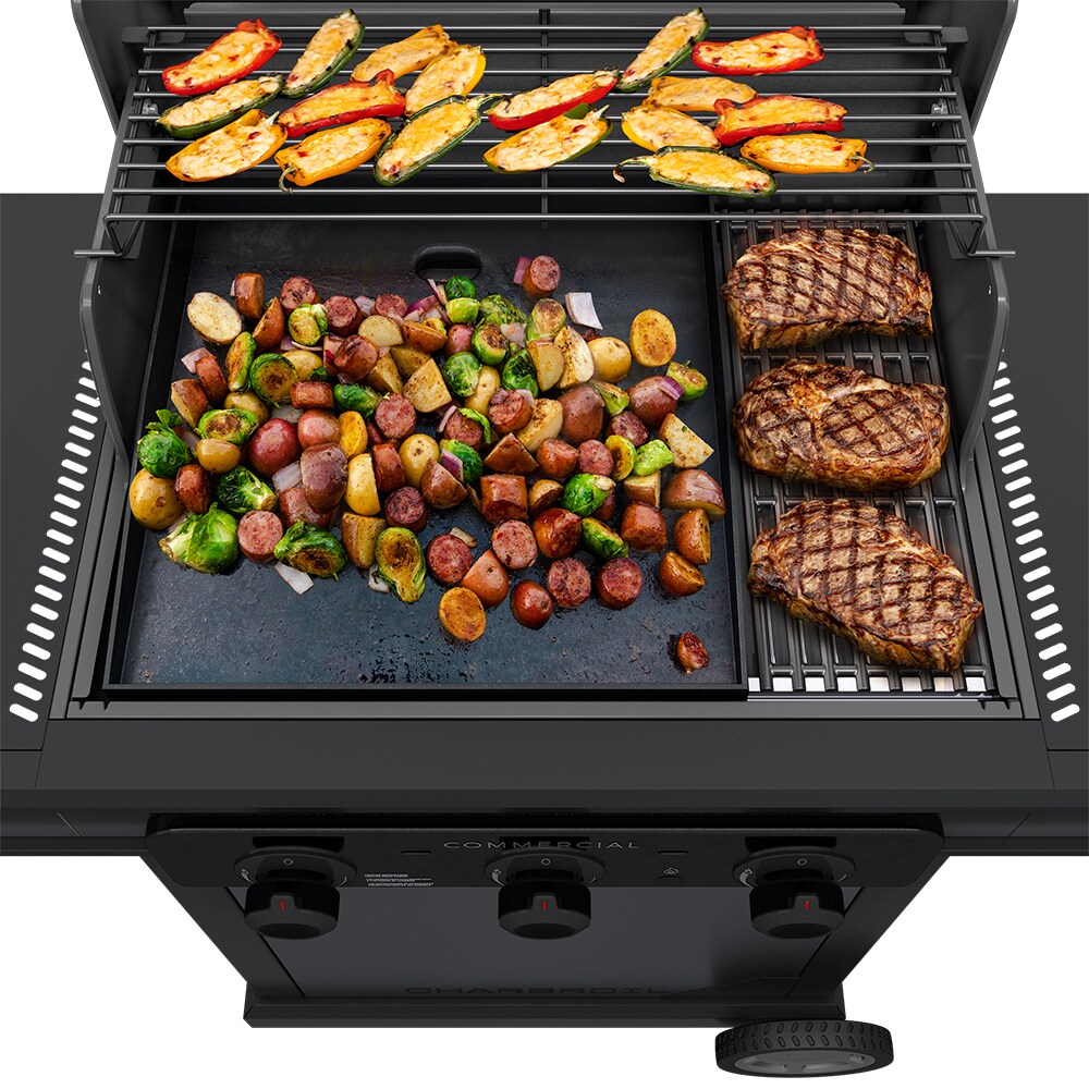 Charbroil Commercial Series Grill and Griddle Combo Black 3 -Burner Infrared Liquid Propane and Natural Gas Grill