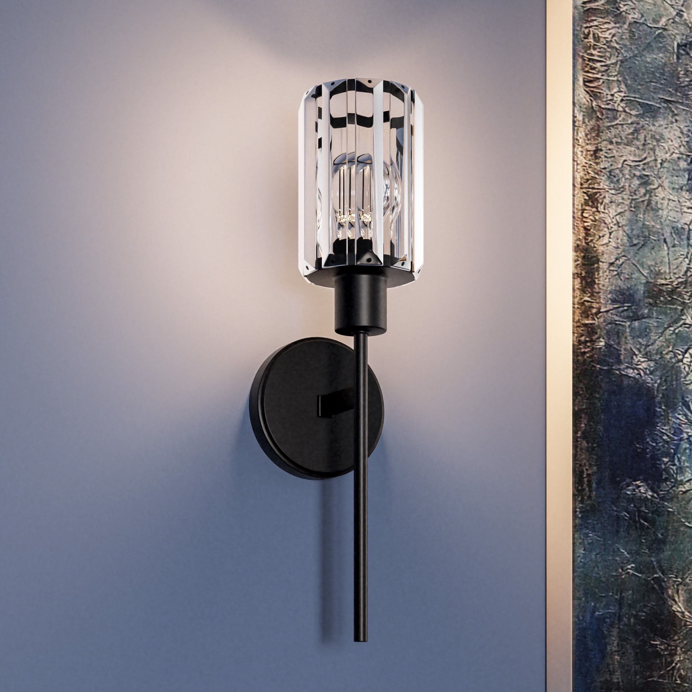 Matte Black Crystal Glass Dimmable Electric Wall Sconce