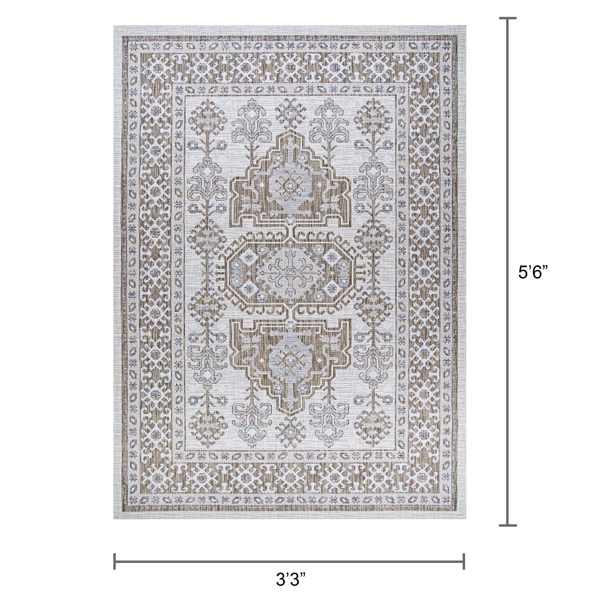 Charm Ivory and Sand Flat Woven Synthetic Rug
