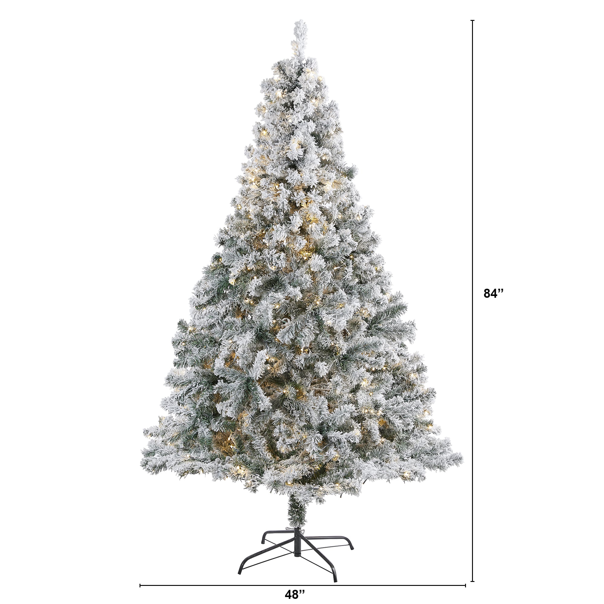 Nearly Natural 7-ft Spruce Pre-lit Flocked Artificial Christmas Tree ...