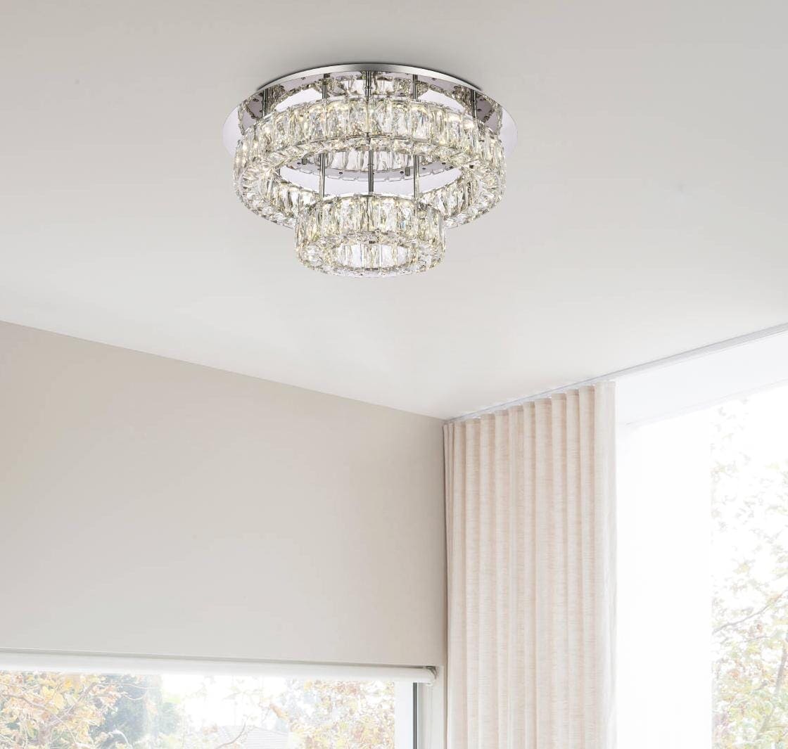 Monroe 22" Chrome LED Flush Mount with Royal Cut Crystals