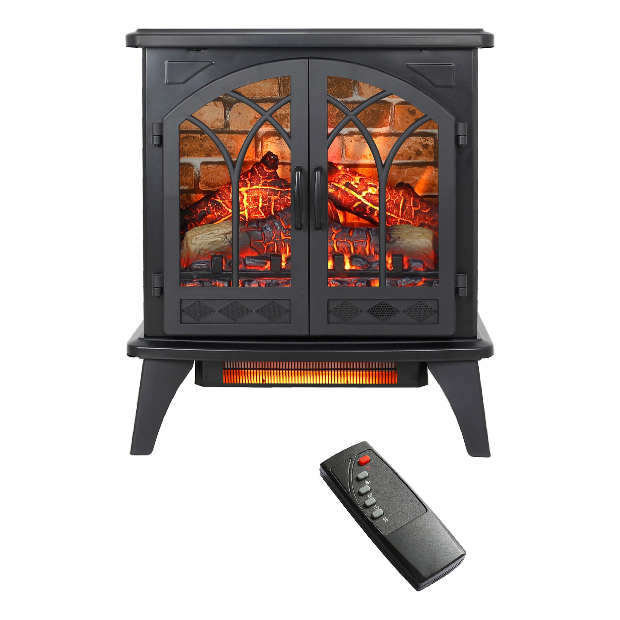 Sumyeg CA-CYTVS08-RSO 23.7-in W Antique Black Free standing Infrared quartz Corner Electric Fireplace with Remote Control Included