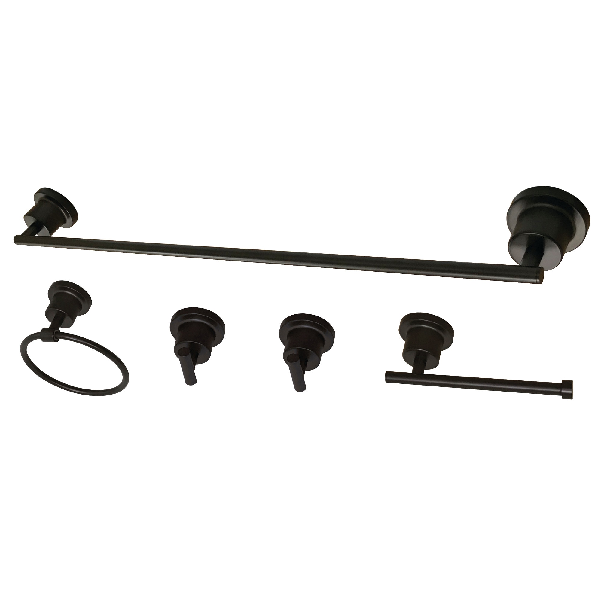 Kingston Brass WLBAH821344785 5 -Piece Concord Oil Rubbed Bronze Decorative Bathroom Hardware Set Towel Bar, Toilet Paper Holder, Towel Ring ,Robe Hook Included