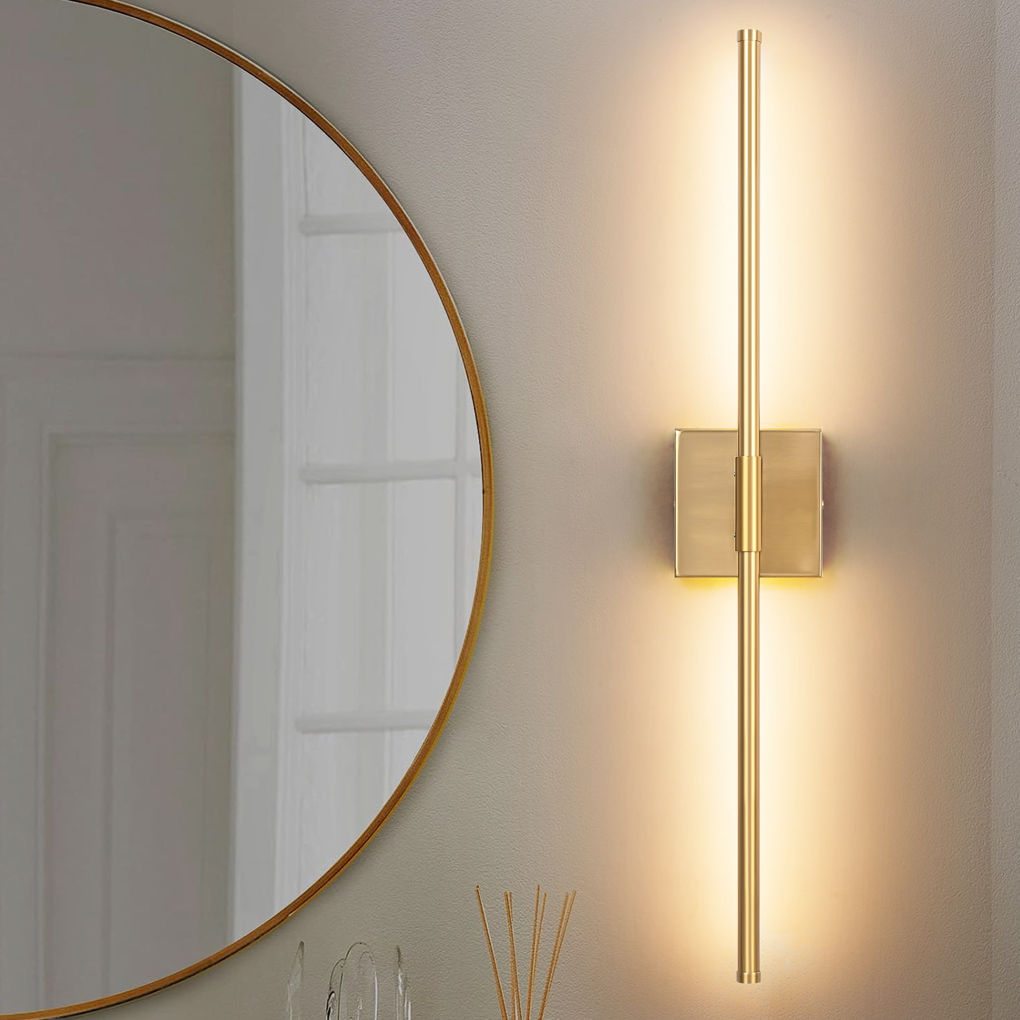 Rennnsan WS810161698 Allison 27.5-in 1 -Light Brushed Gold Integrated LED Modern/contemporary Vanity light