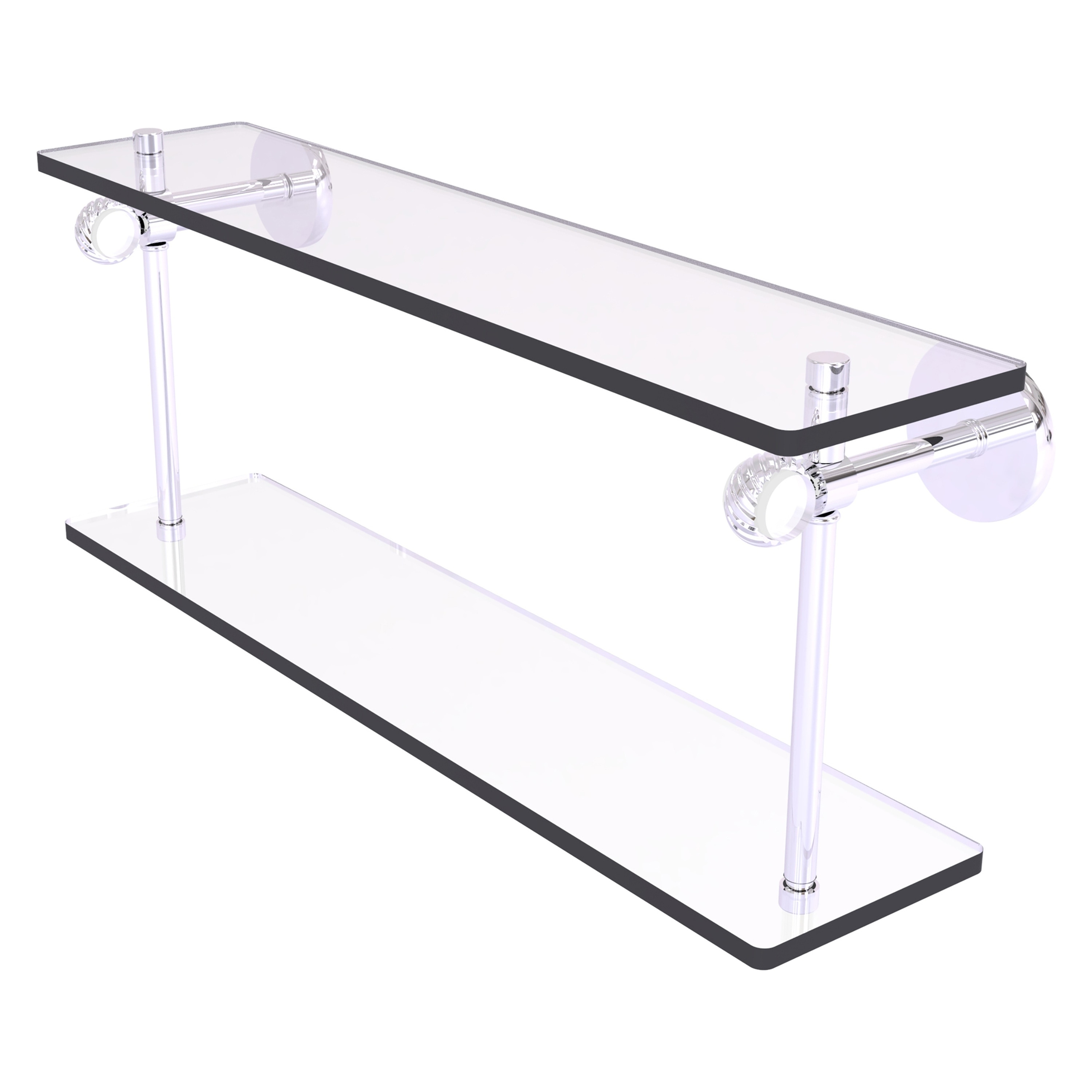 Allied Brass CV-2T-22-PC Clearview Polished Chrome 2-Tier Wall Mount Bathroom Shelf (22-in x 9.2-in x 5-in)
