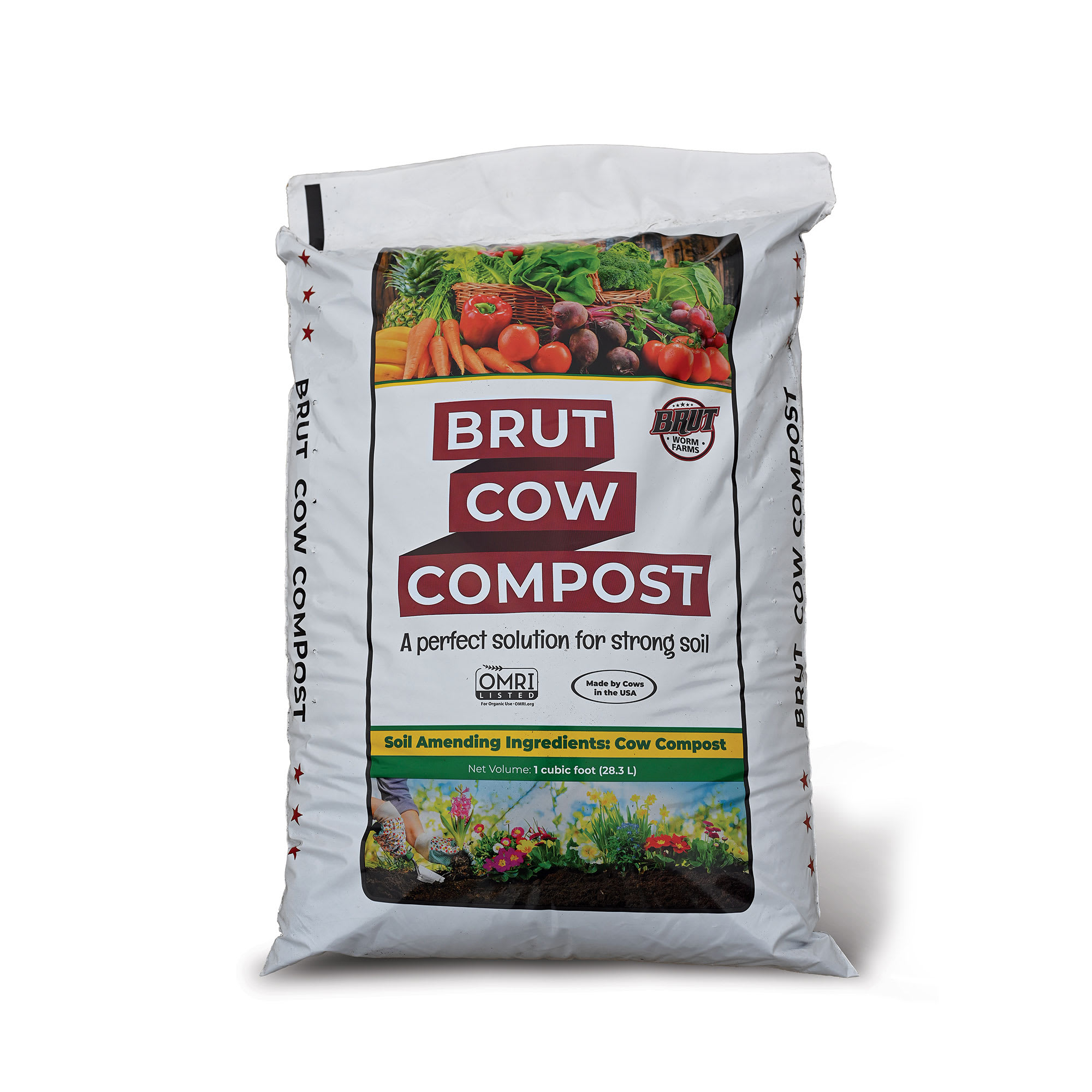 Brut Worm Farms 396612 Brut Organic Cow Compost  10 Quart  Nutrient-Rich Fertilizer for Thriving Gardens  Safe Pure and Effective 1 Pack