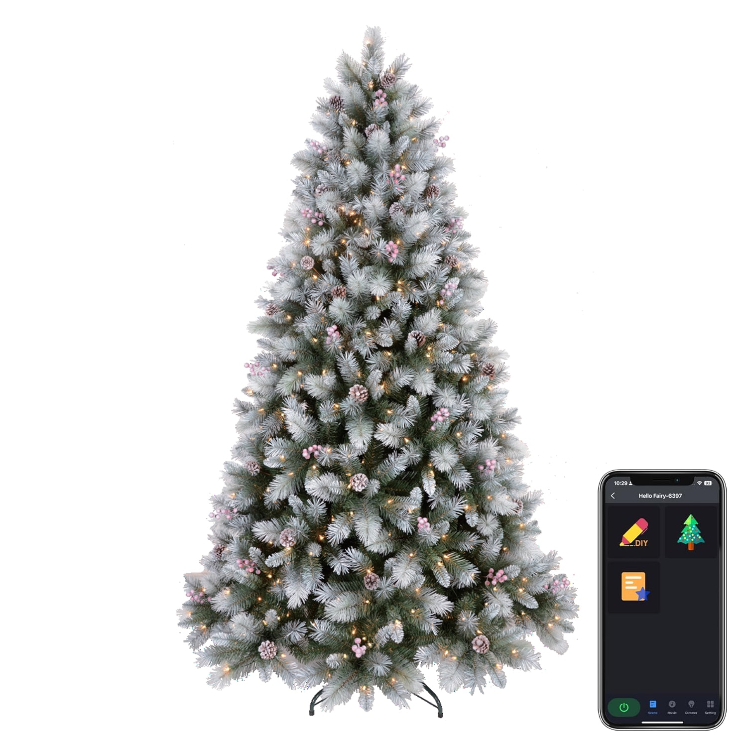 Avacube ABSL3060 6-ft Alaskan flocked Pre-lit Flocked Artificial Christmas Tree with Color Changing LED Lights