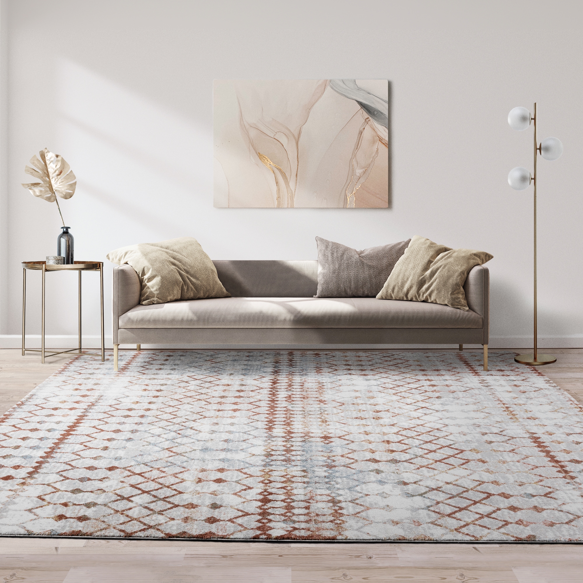 GERTMENIAN 23841 Ciaran Seren 6 x 9 (ft) Polypropylene Red/Light Gray Rectangular Indoor Bohemian/Eclectic Area rug