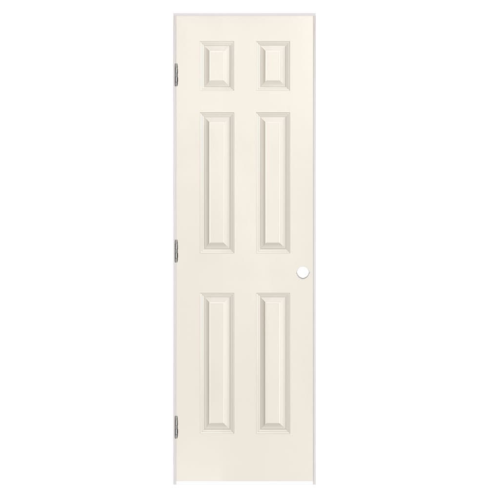 Masonite 1317337 24-in x 80-in Moonglow Solid core 6-panel Left hand Smooth Prefinished Molded composite Flat Jamb Single Prehung Interior Door