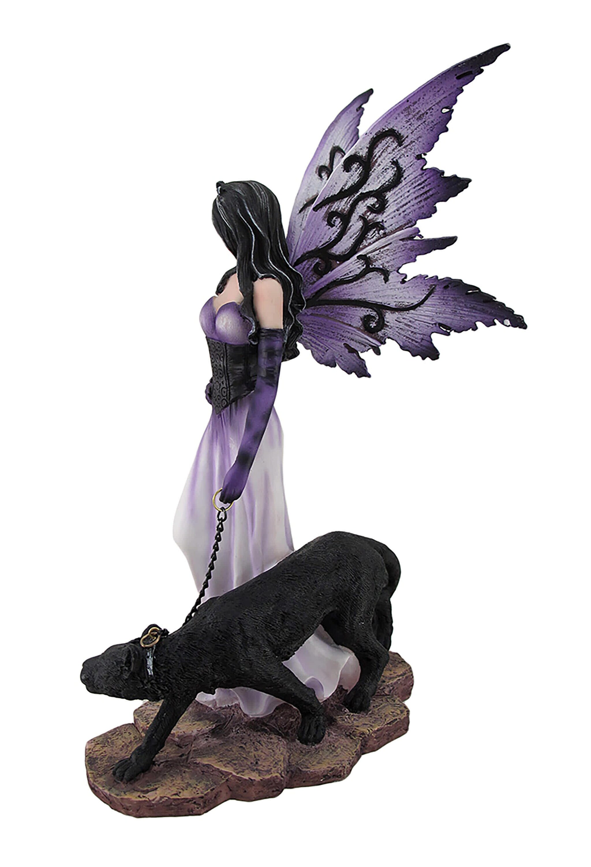 Zeckos Purple Fairy Walking w-Black Panther Pet Statue in the ...