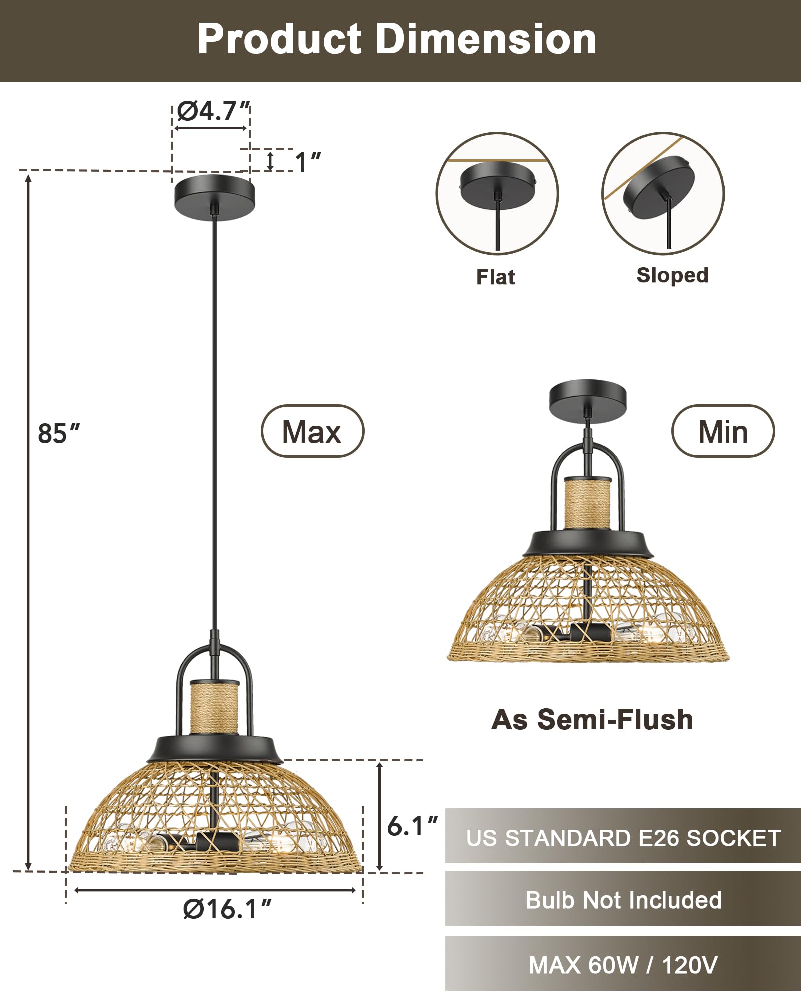 LTMATE LS5HJF83MIL BK Pendant-Lights - View #2
