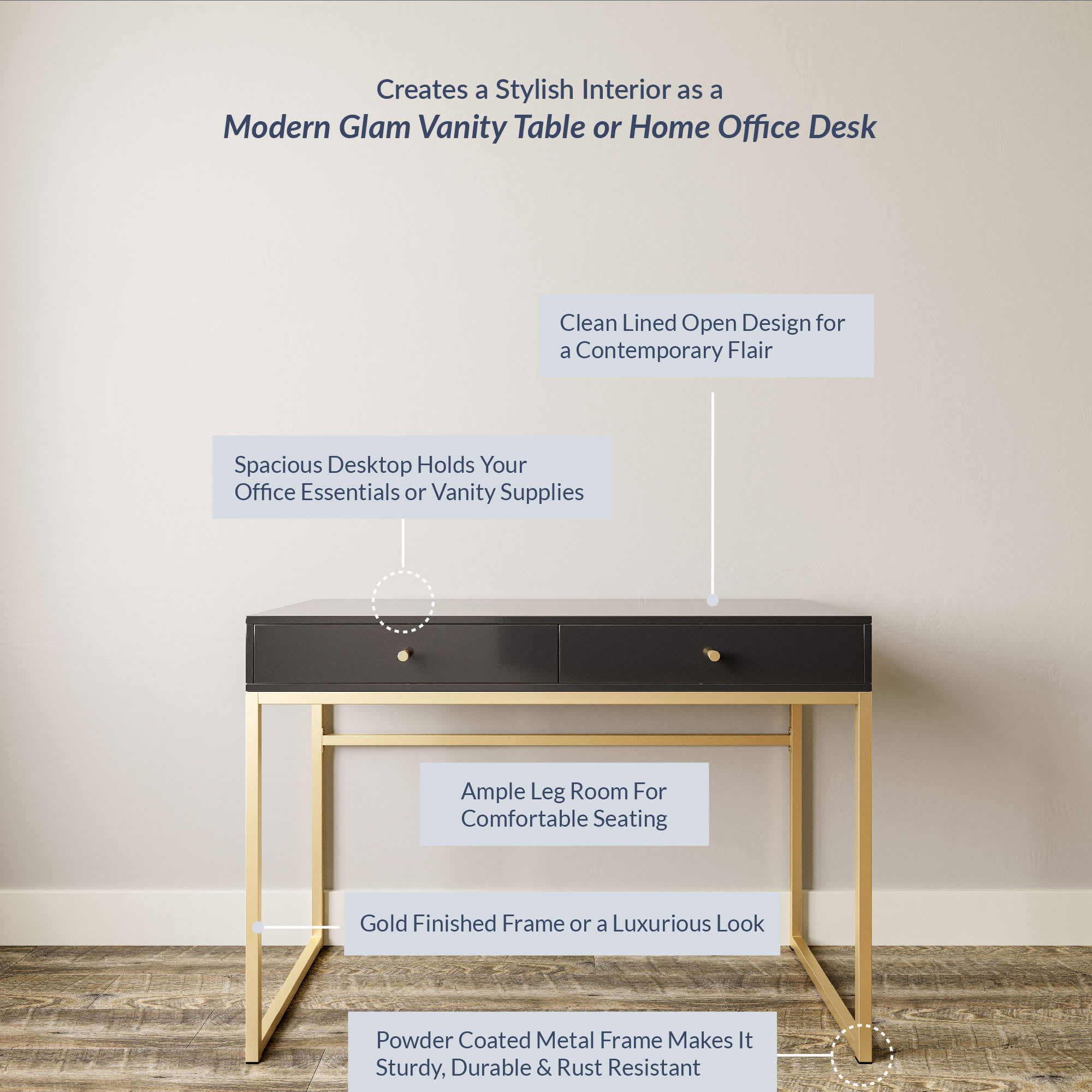 Belleze 014-HG-40702-BK desks - View #4
