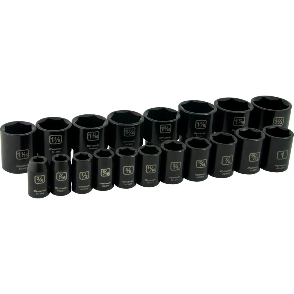 Dynamic D018024 1/2-in Drive Standard (SAE) Shallow Socket Set (19-Pieces)
