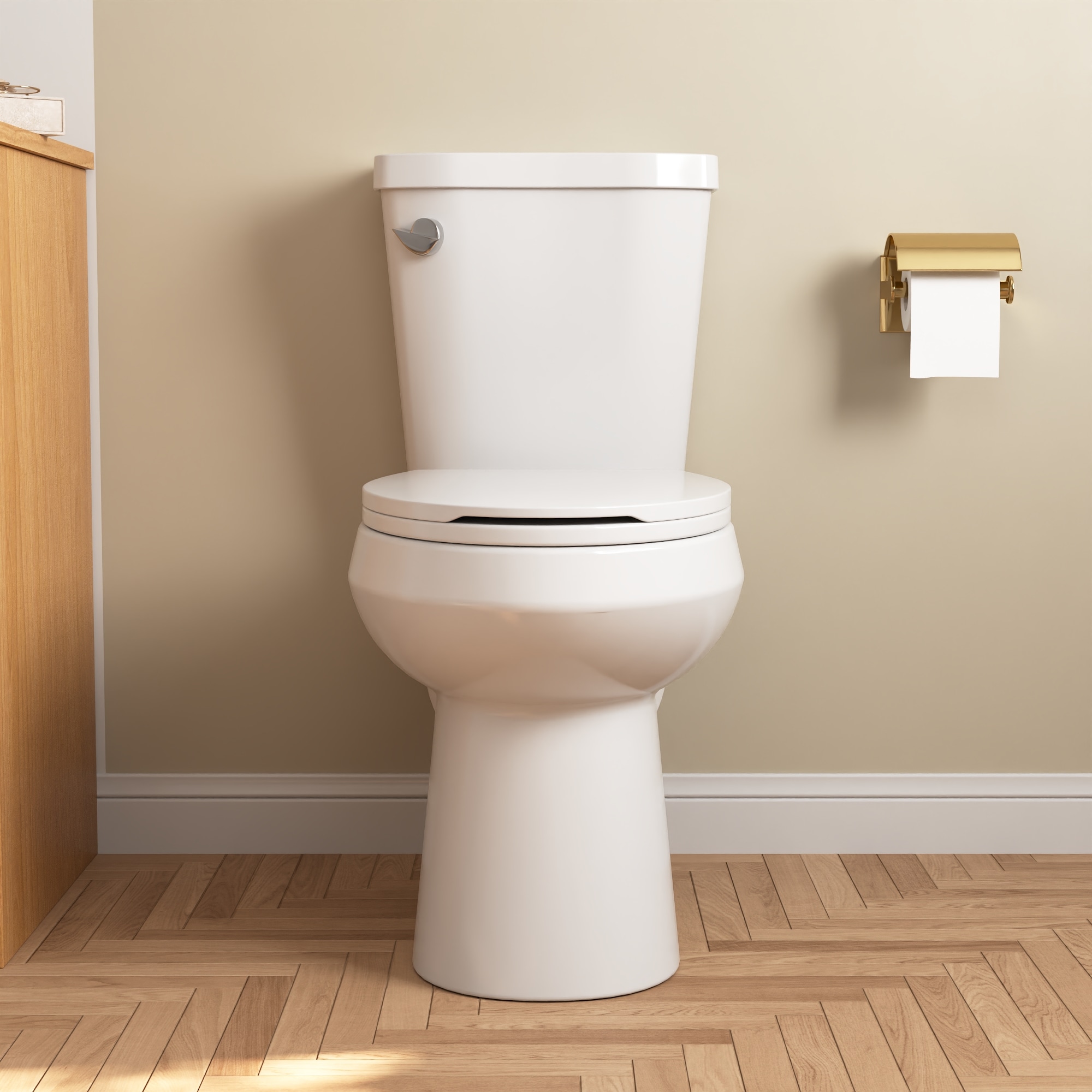 DeerValley White Elongated Chair Height Soft Close 2-piece