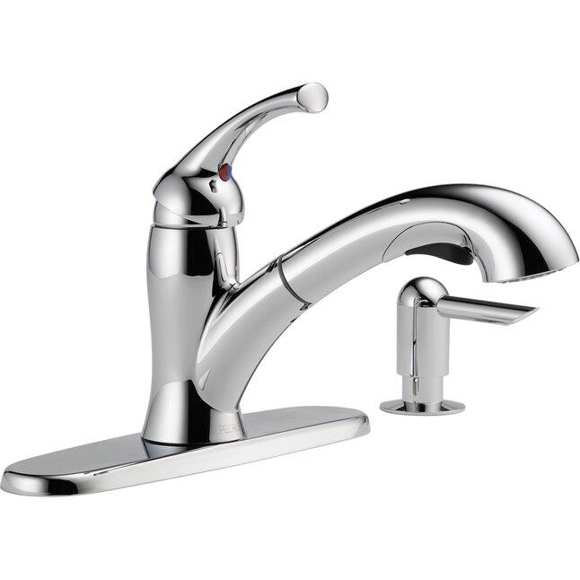 Peerless Chrome 1-Handle Deck-Mount Pull-Out Handle Kitchen Faucet (Deck Plate Included) Peerless Chrome 1-Handle Deck-Mount Pull-Out Handle Kitchen Faucet (Deck Plate Included)