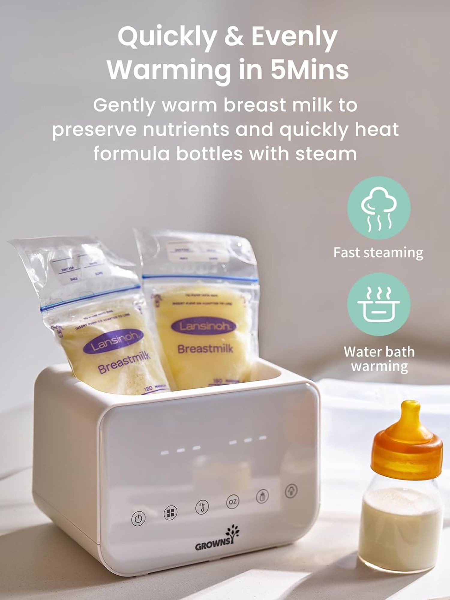 GROWNSY W3-1WHITE-LOWE Baby-Food-Makers-Bottle-Warmers - View #2