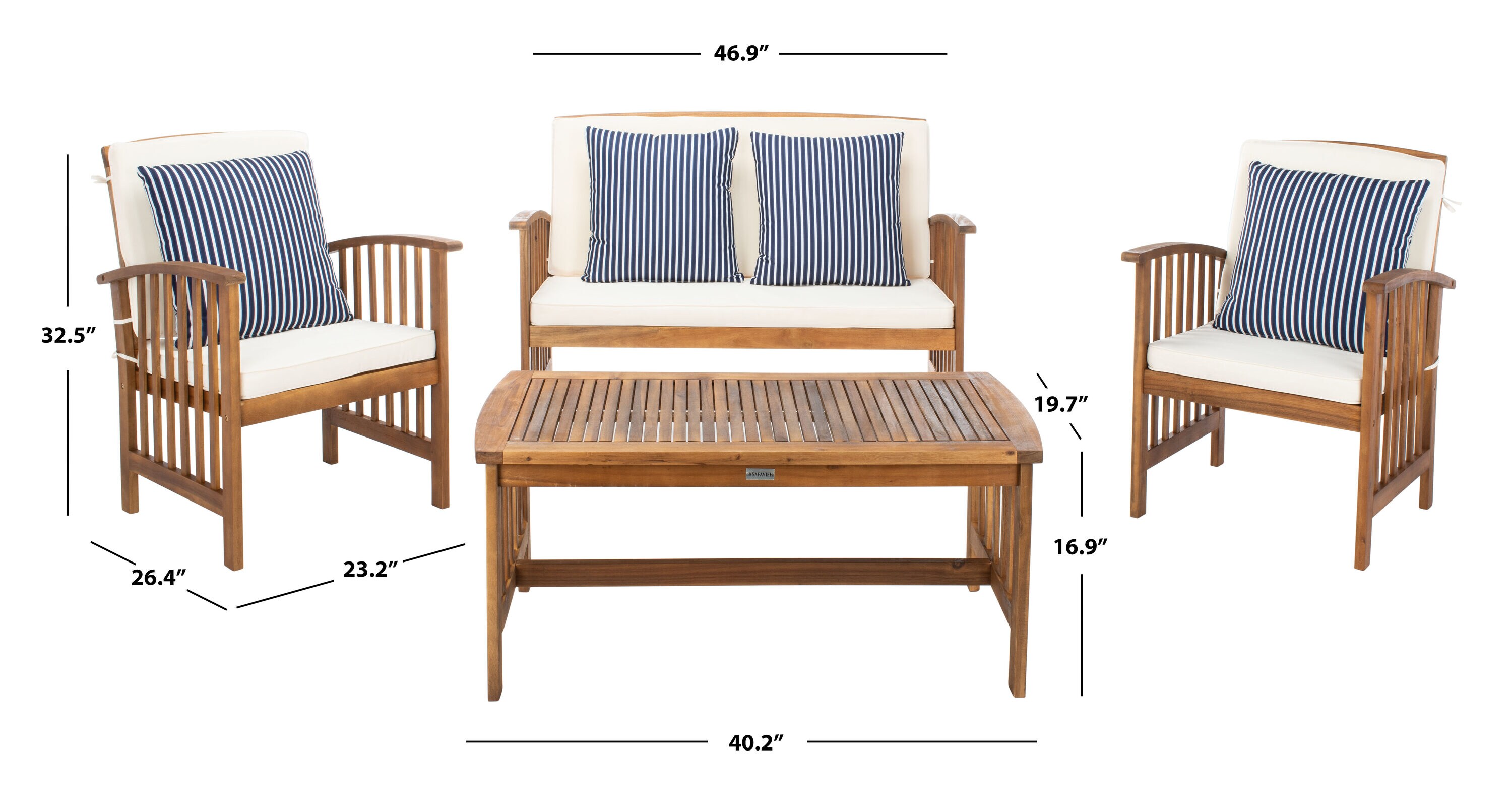 Safavieh PAT7007F Patio-Conversation-Sets - View #4