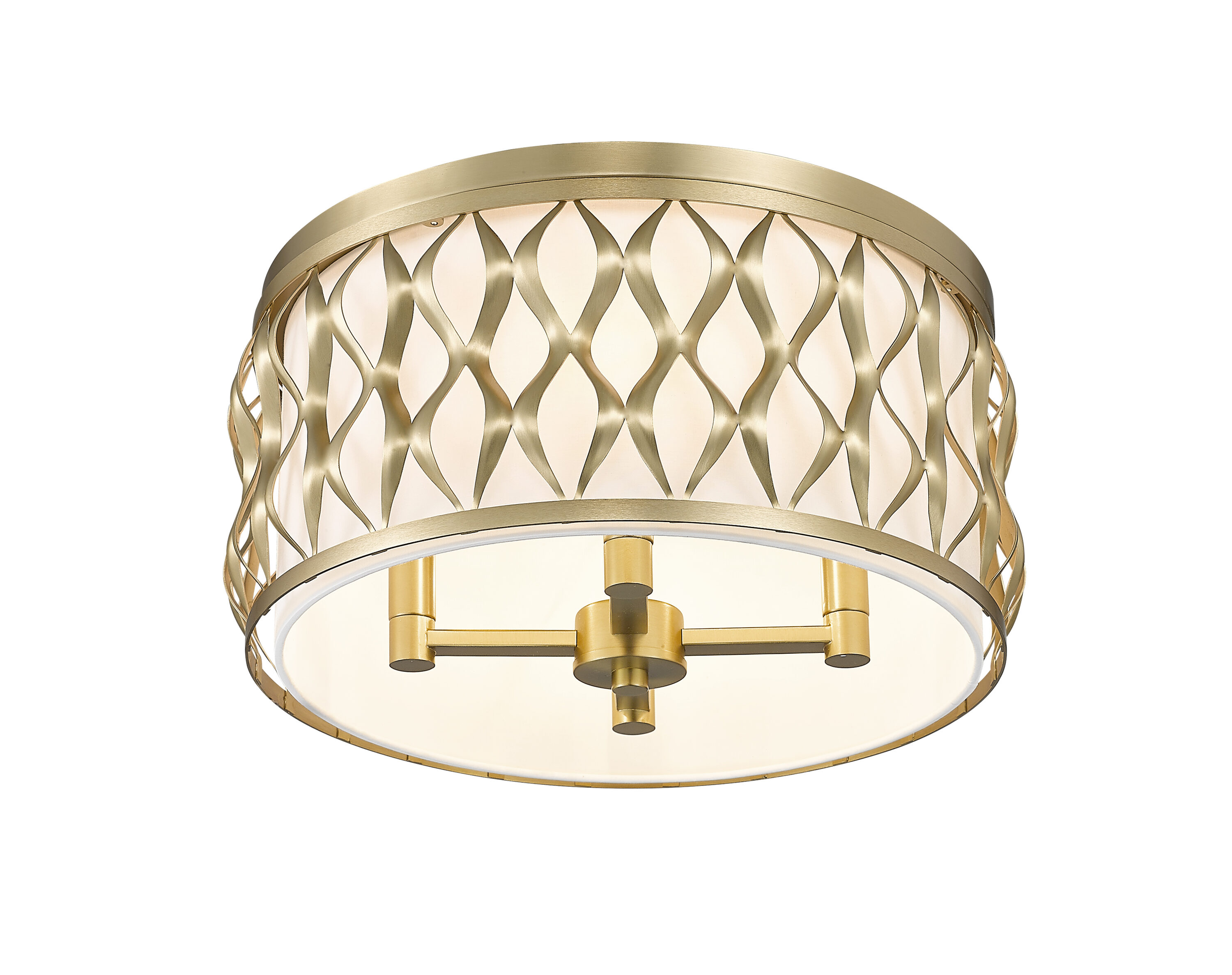 Modern Gold and Glass Drum Flush Mount Ceiling Light