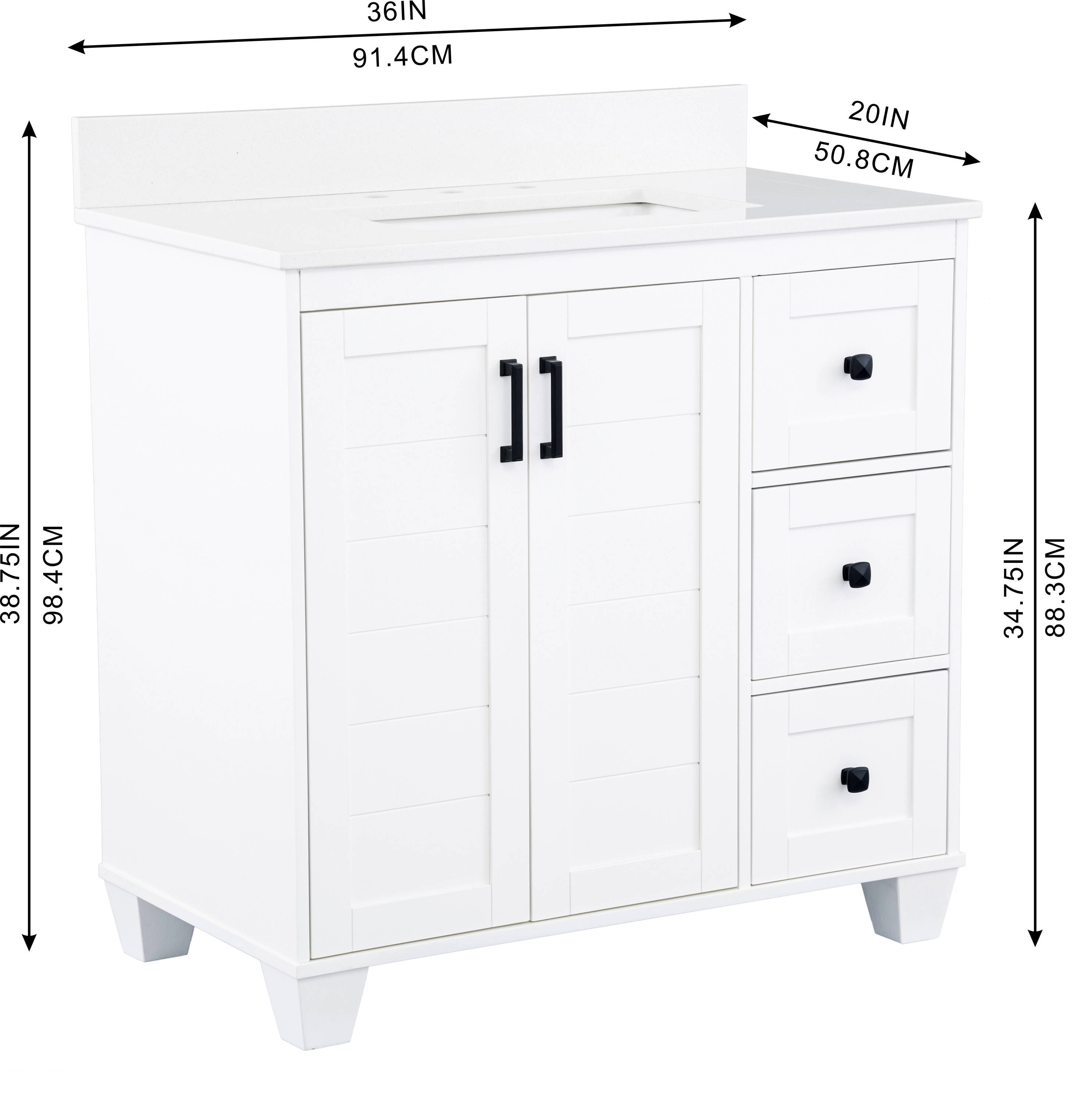 allen + roth Rigsby 36-in White Undermount Single Sink Bathroom Vanity ...