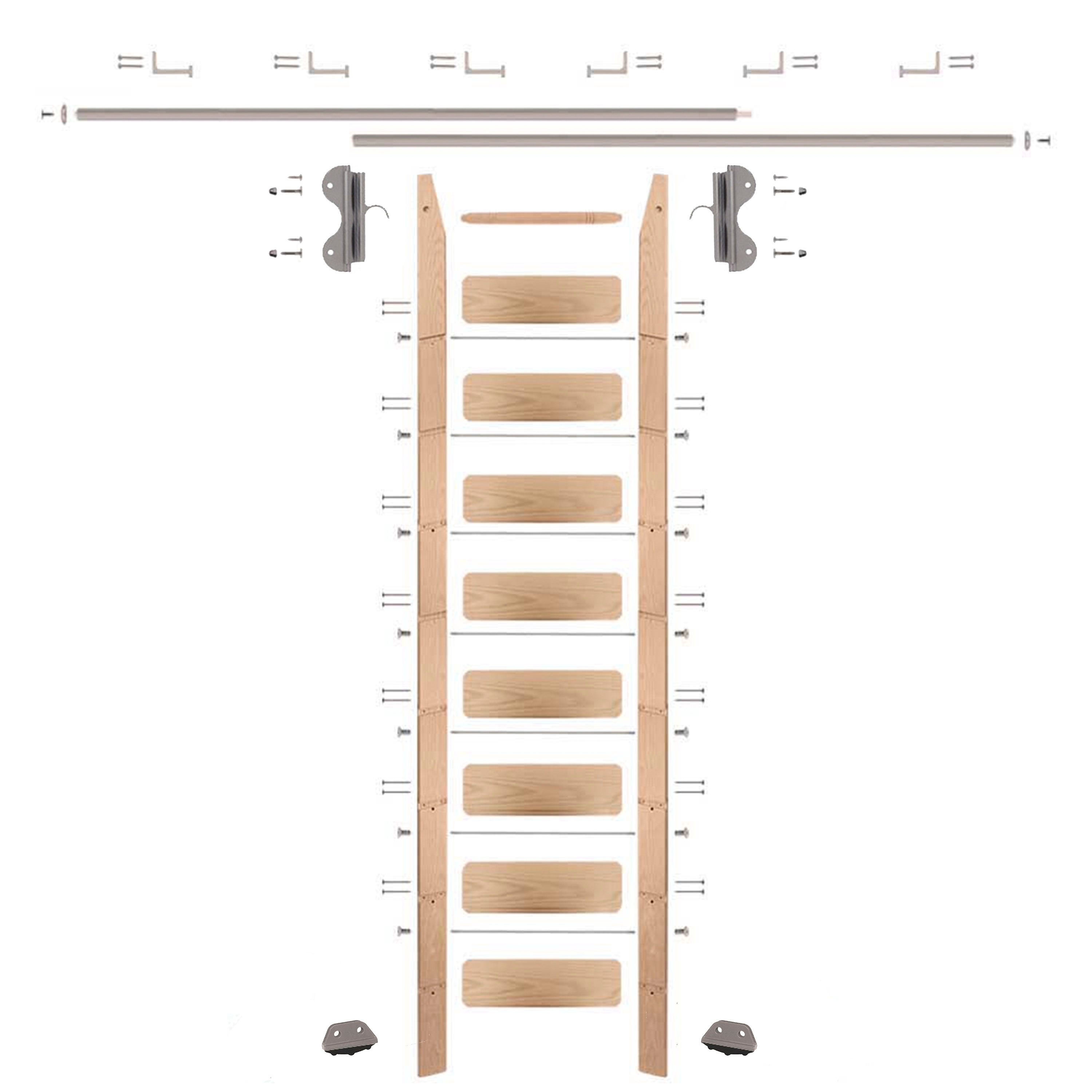 Quiet Glide QG.330-9RO-12-H.02 8.92-ft Unfinished Red oak Library Ladder