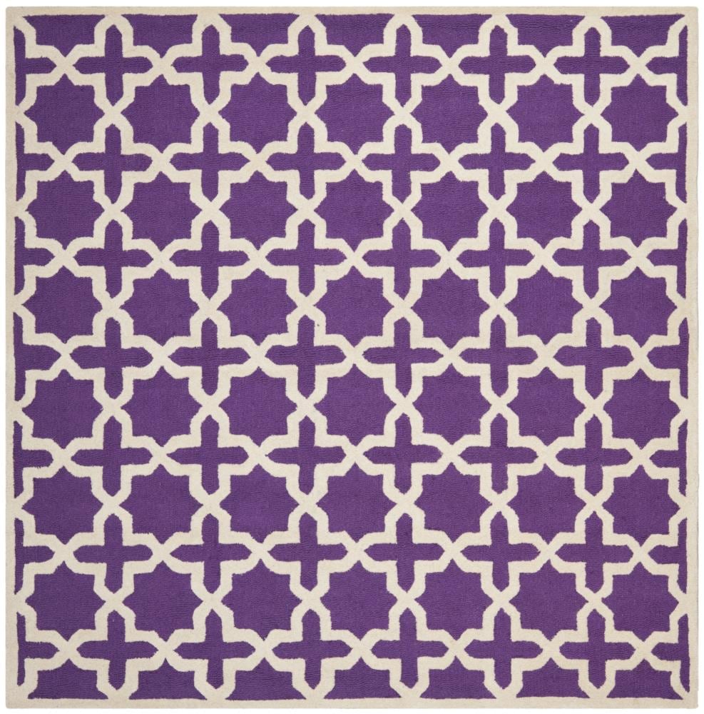 Safavieh CAM125K-6SQ Cambridge Marakesh 6 x 6 (ft) Tufted Wool Purple/Ivory Square Indoor Abstract Area rug