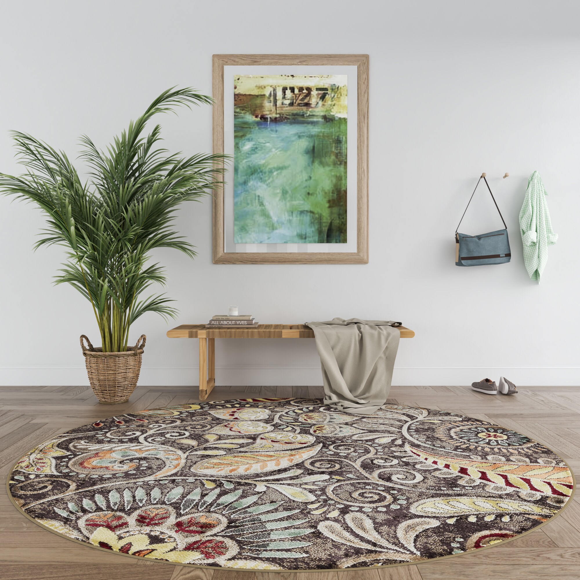 Tayse CPR1010 8RND Capri 8 x 8 (ft) Loomed Polypropylene Brown Round Indoor Floral/Botanical Farmhouse/Cottage Area rug