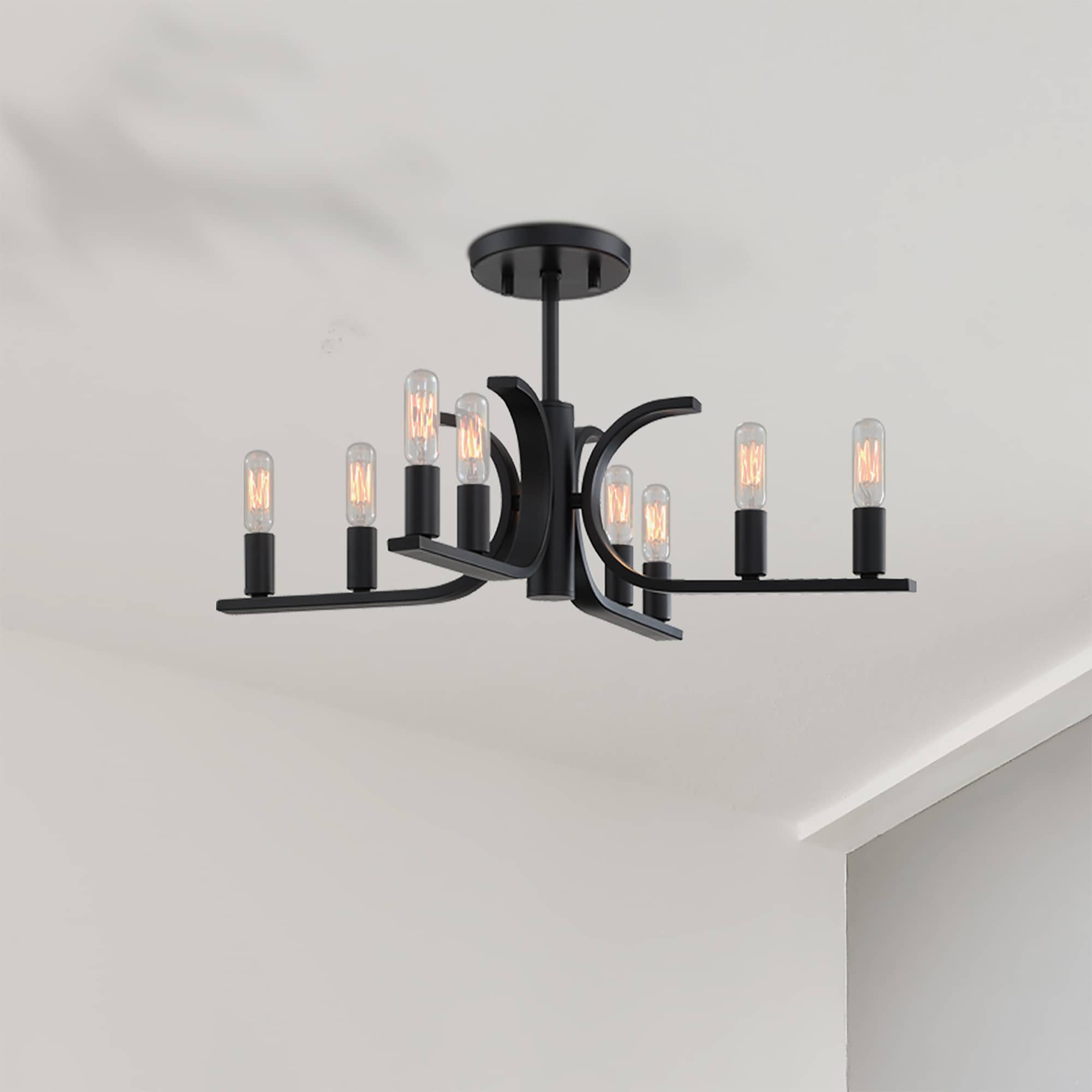Designers Fountain D314C-SF-MB Skye 8 -Light 22.75-in Matte Black Semi Flush Mount Light