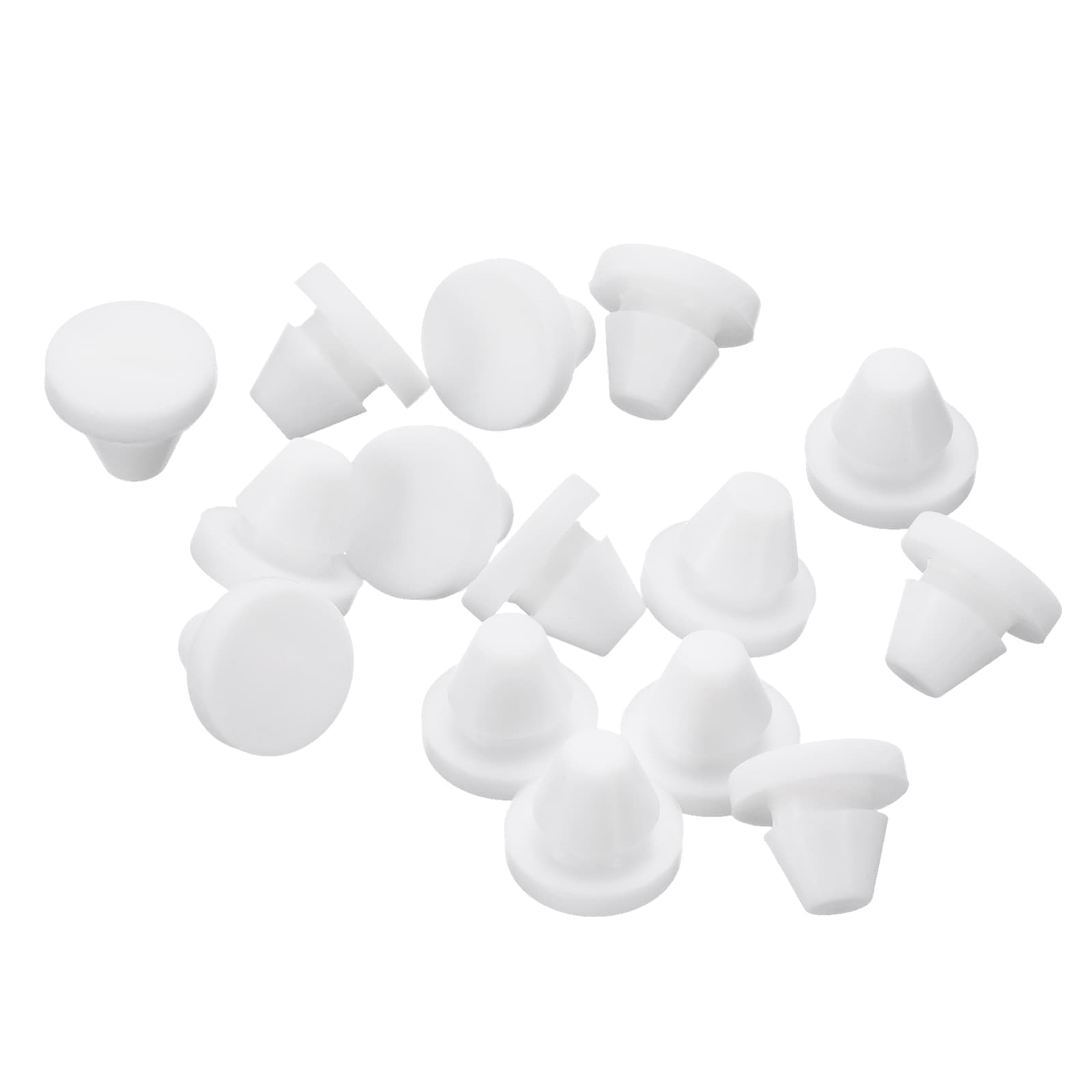 Unique Bargains 15pcs Silicone Plugs Rubber Round Snap in Locking Hole Plugs for 7-8mm Hole Hole Stoppers Waterproof Hole Plug for Metal Tube Furniture End Caps Inserts White