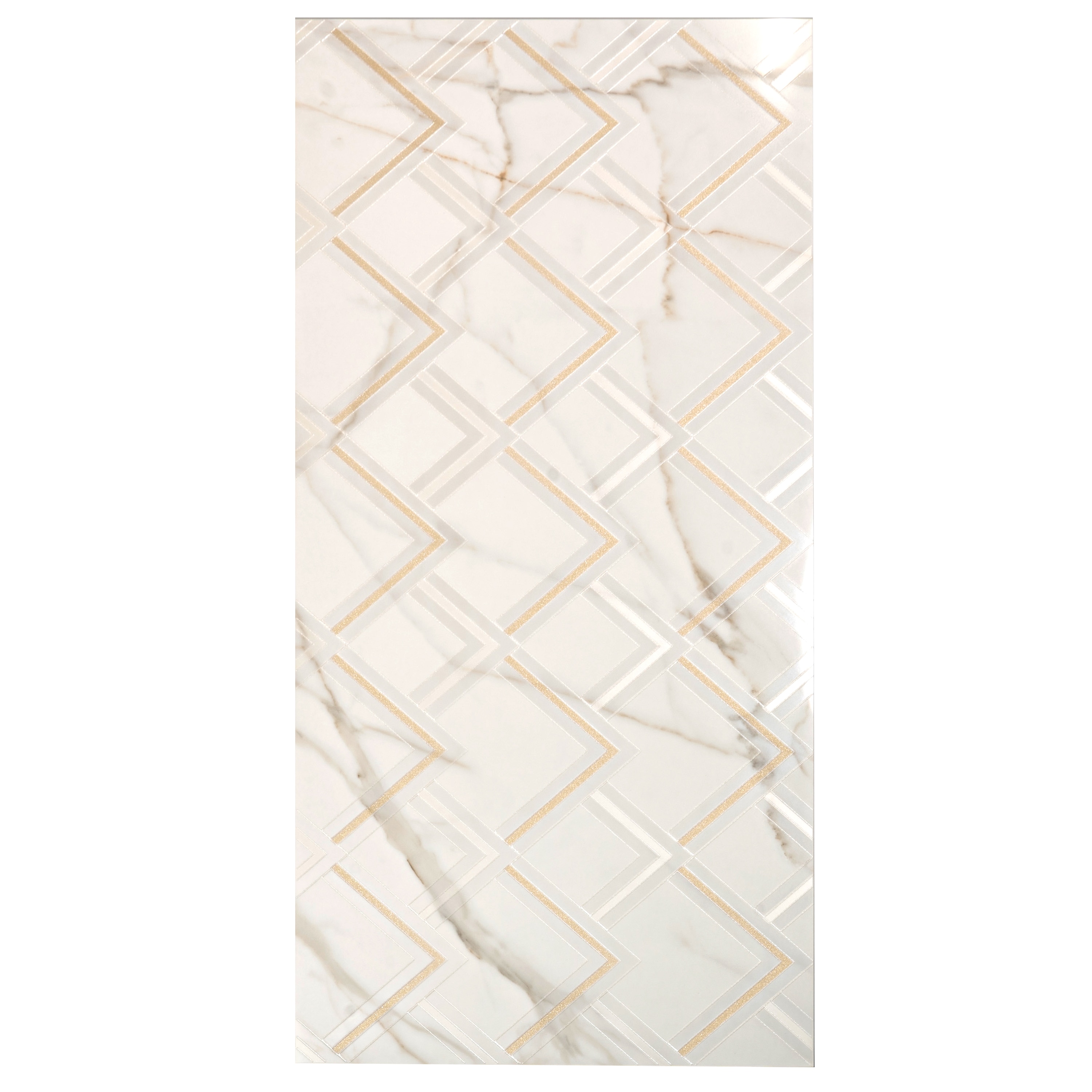 Apollo Tile Strata White and Gold 24-in x 48-in Polished Porcelain Diamond Wall Tile ( 7.75-sq ft Piece )
