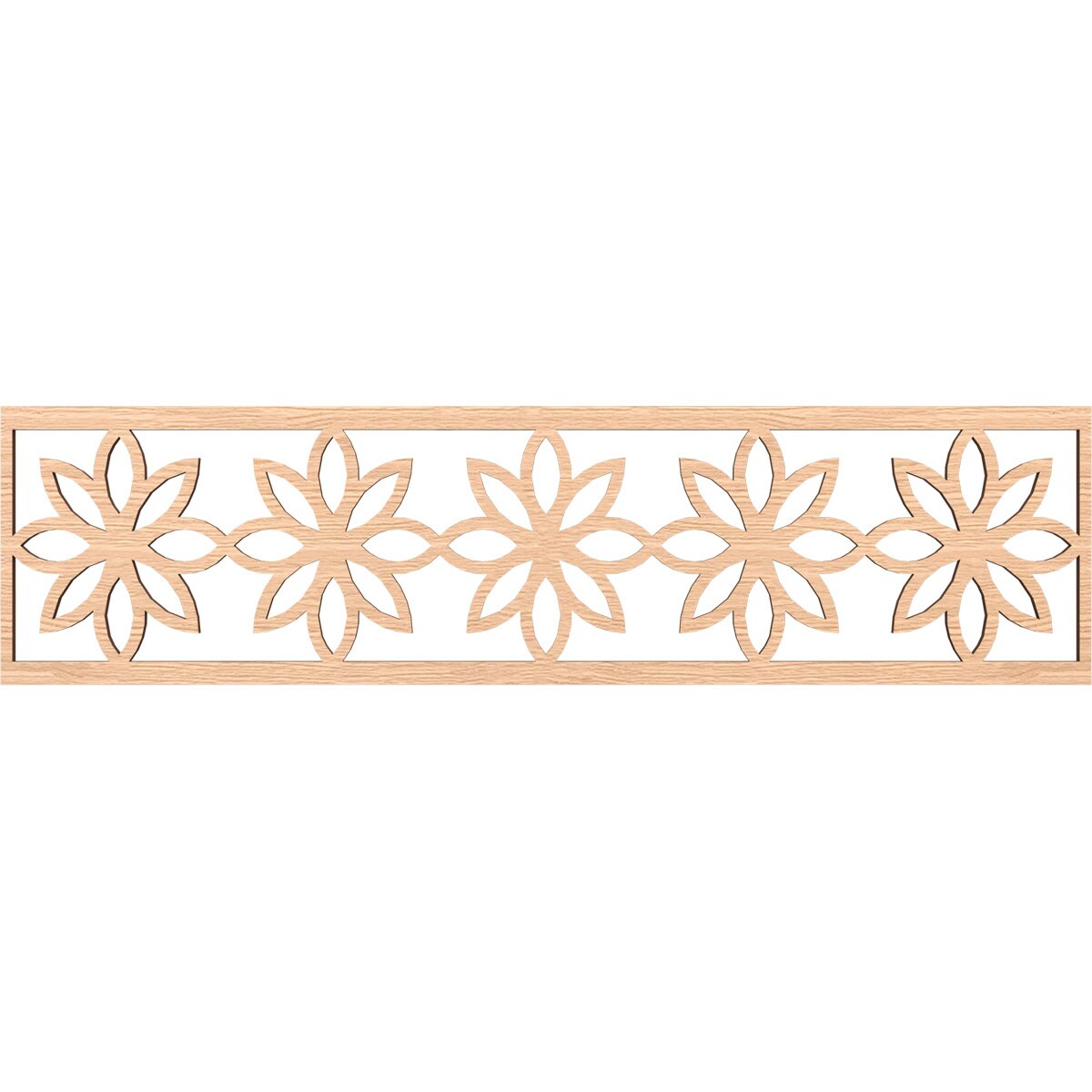 Ekena Millwork MLDB12X47DASRO Daisy Fretwork Flat Trim 12-in x 3.92-ft Red Oak Brown Unfinished 2157225 Pierced Wall Panel Moulding