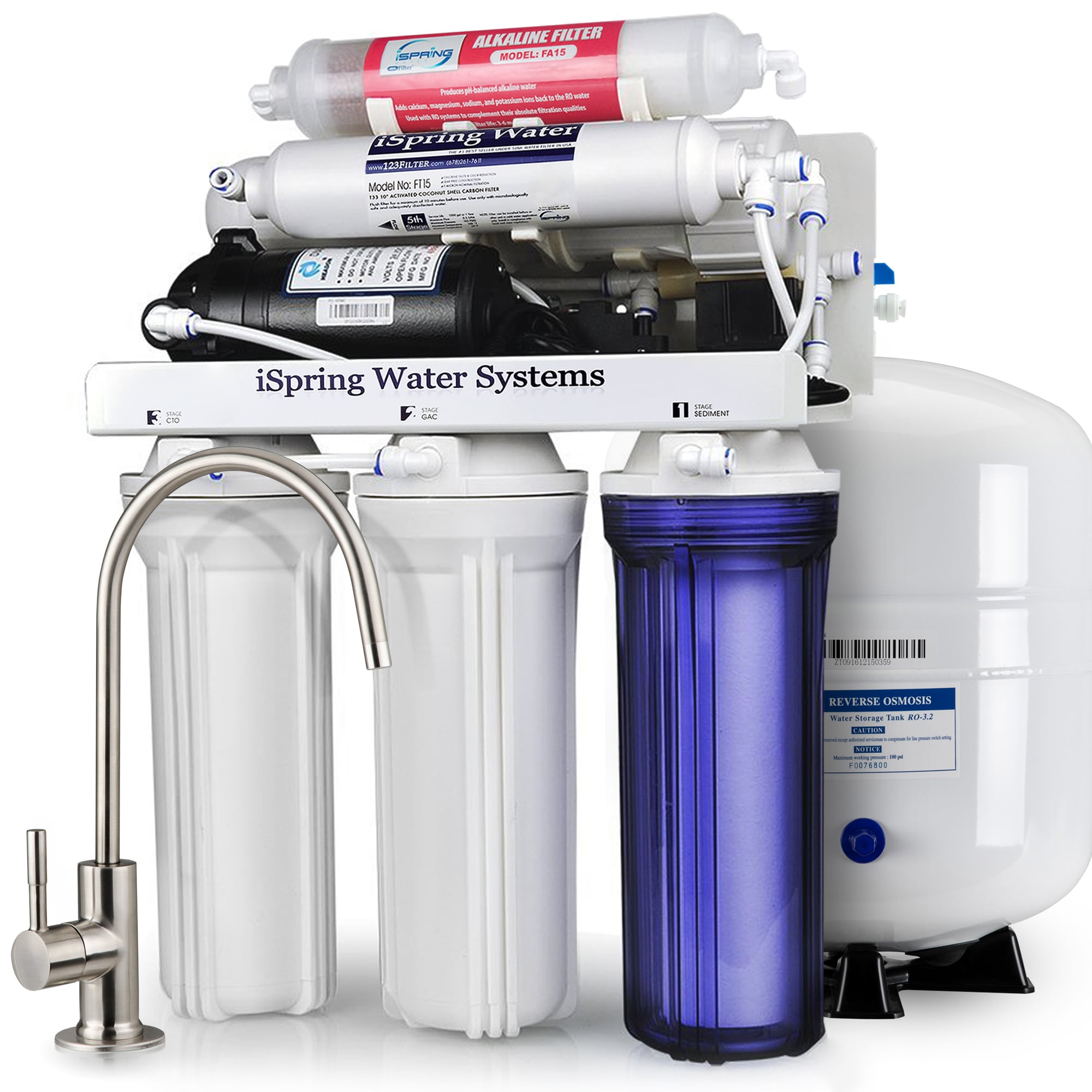 iSpring RCC7P-AK 6 Stage RO Water System 6-stage Multi-method Reverse  Osmosis Filtration System in the Reverse Osmosis Filtration Systems  department at