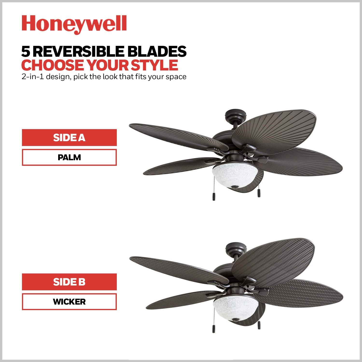 Bronze 52-Inch Tropical Indoor/Outdoor Ceiling Fan with LED Light