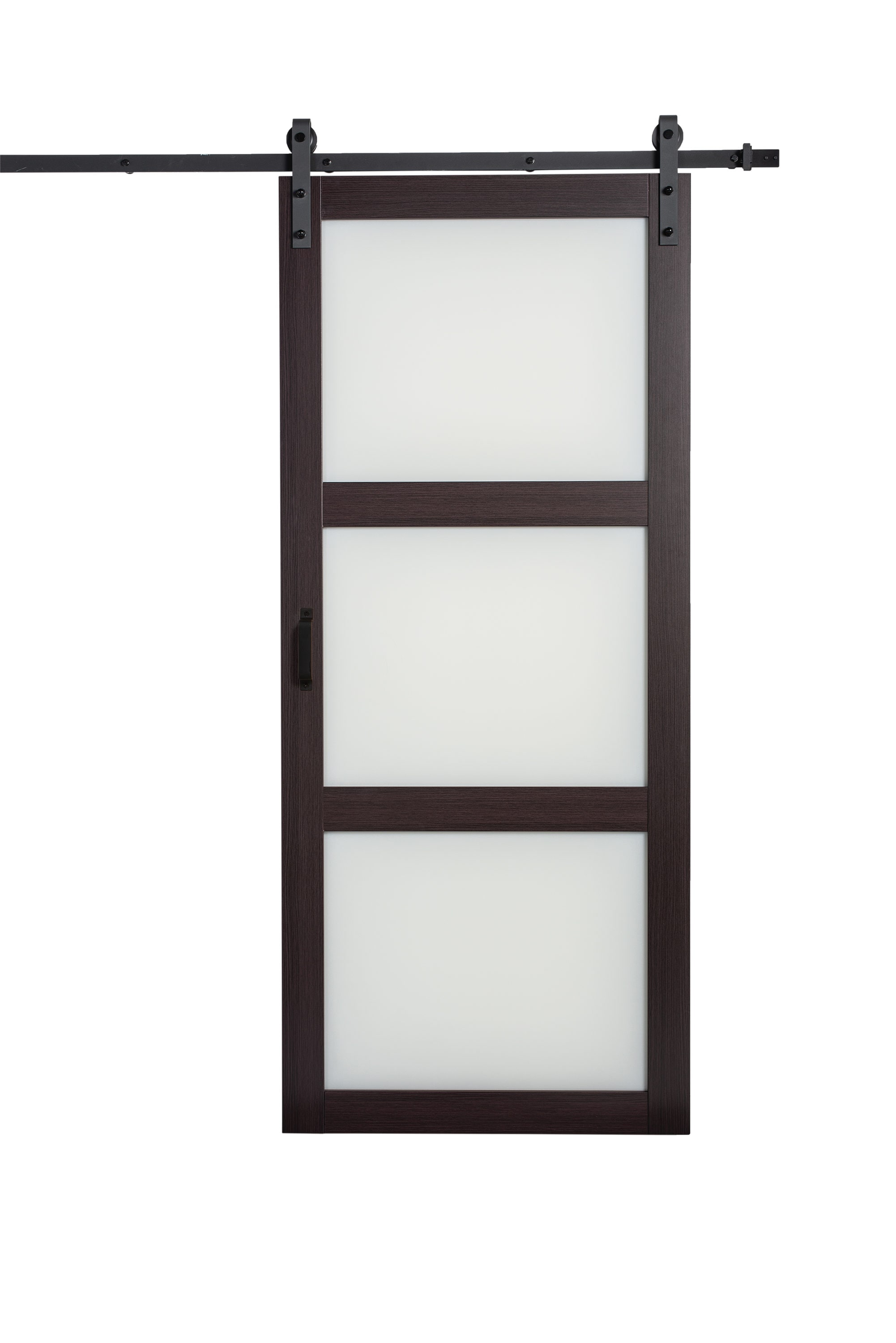 RELIABILT 36-in x 84-in Espresso Frosted Glass Mdf Single Barn Door ( Hardware Included) in the Barn Doors department at
