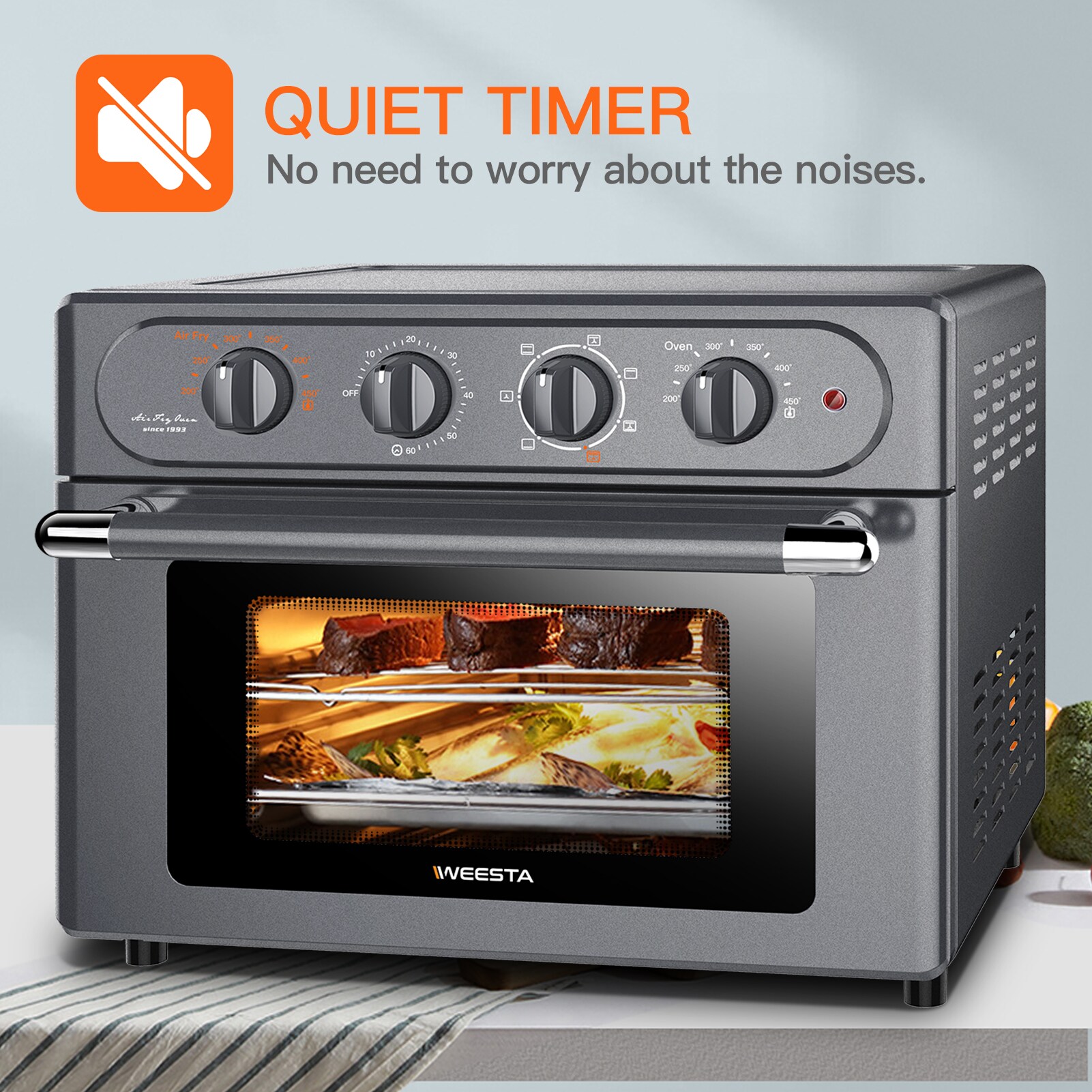 Mondawe 6-Slice Gray Convection Toaster Oven (1500-Watt) in the