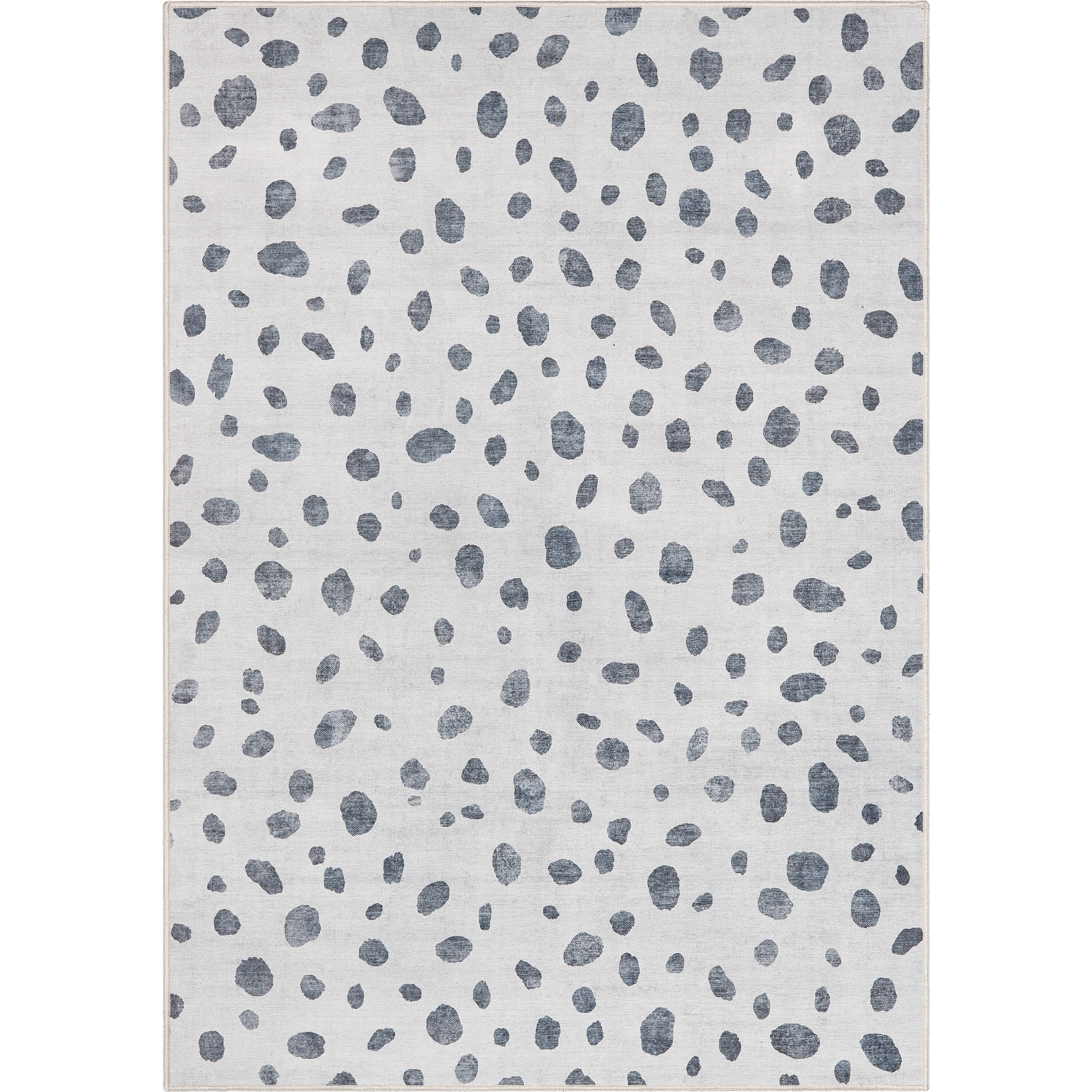 Ivory and Black Synthetic Chenille Kids' Rectangular Rug